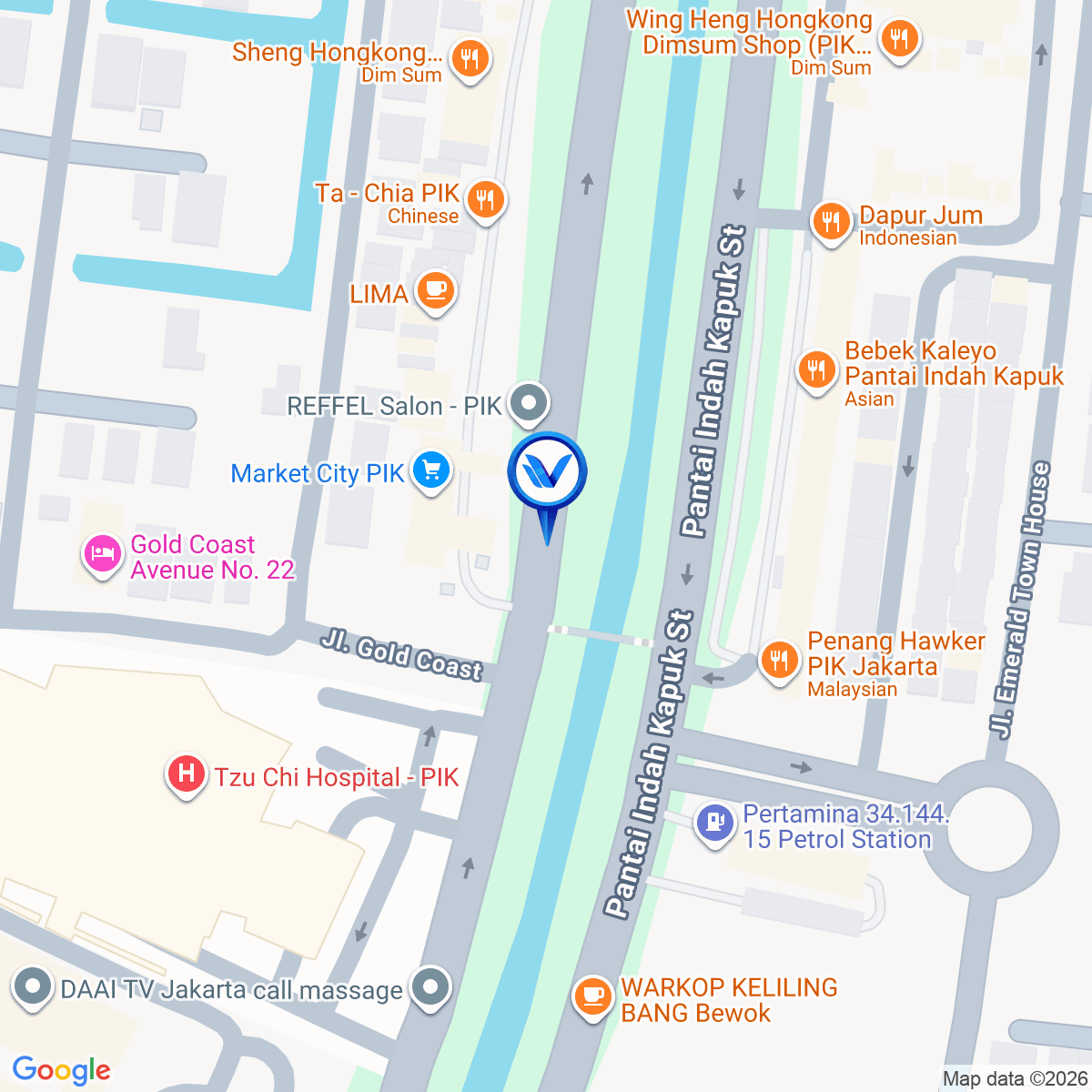 Peta Lokasi Jl. Pantai Indah Kapuk, Jakarta Utara