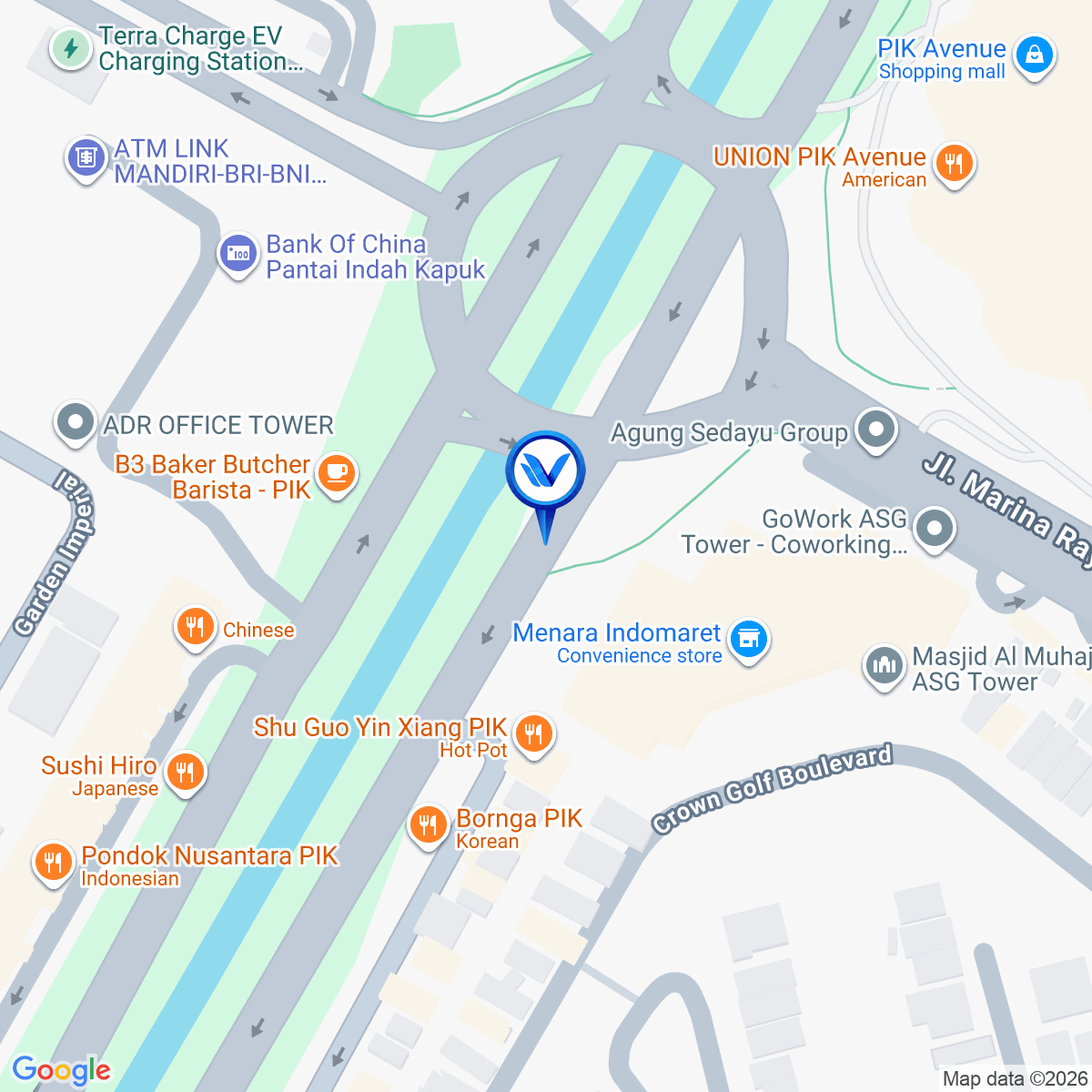 Peta Lokasi Jl. Pantai Indah Kapuk, Jakarta Utara