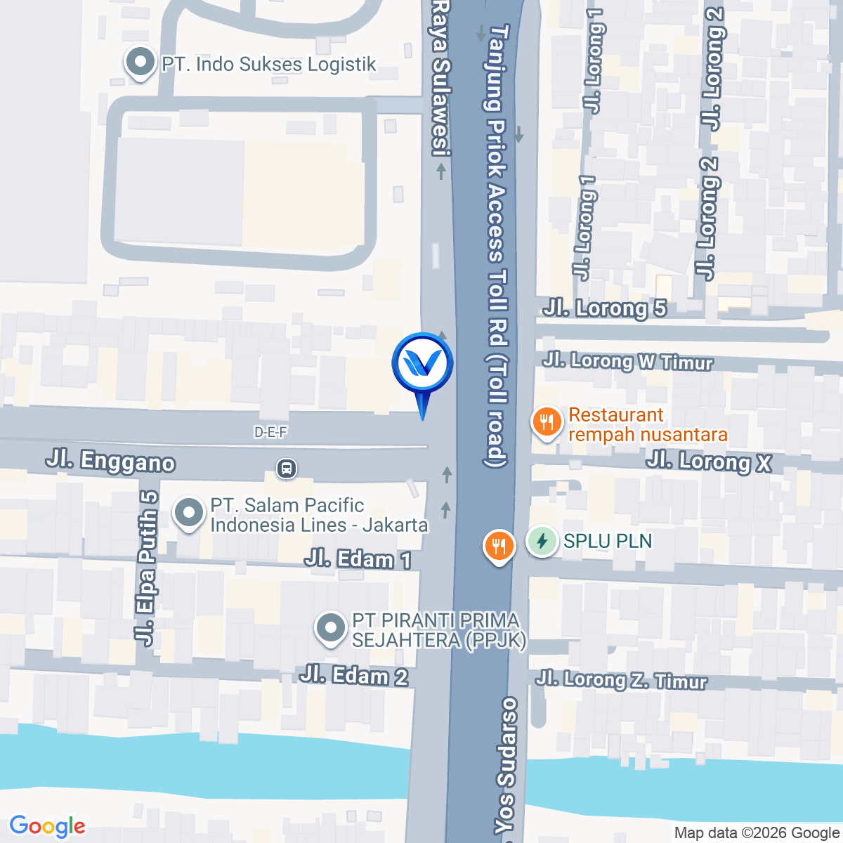 Peta Lokasi Jl. Yos Sudarso - Persimpangan Jl. Sulawesi, Jakarta Utara