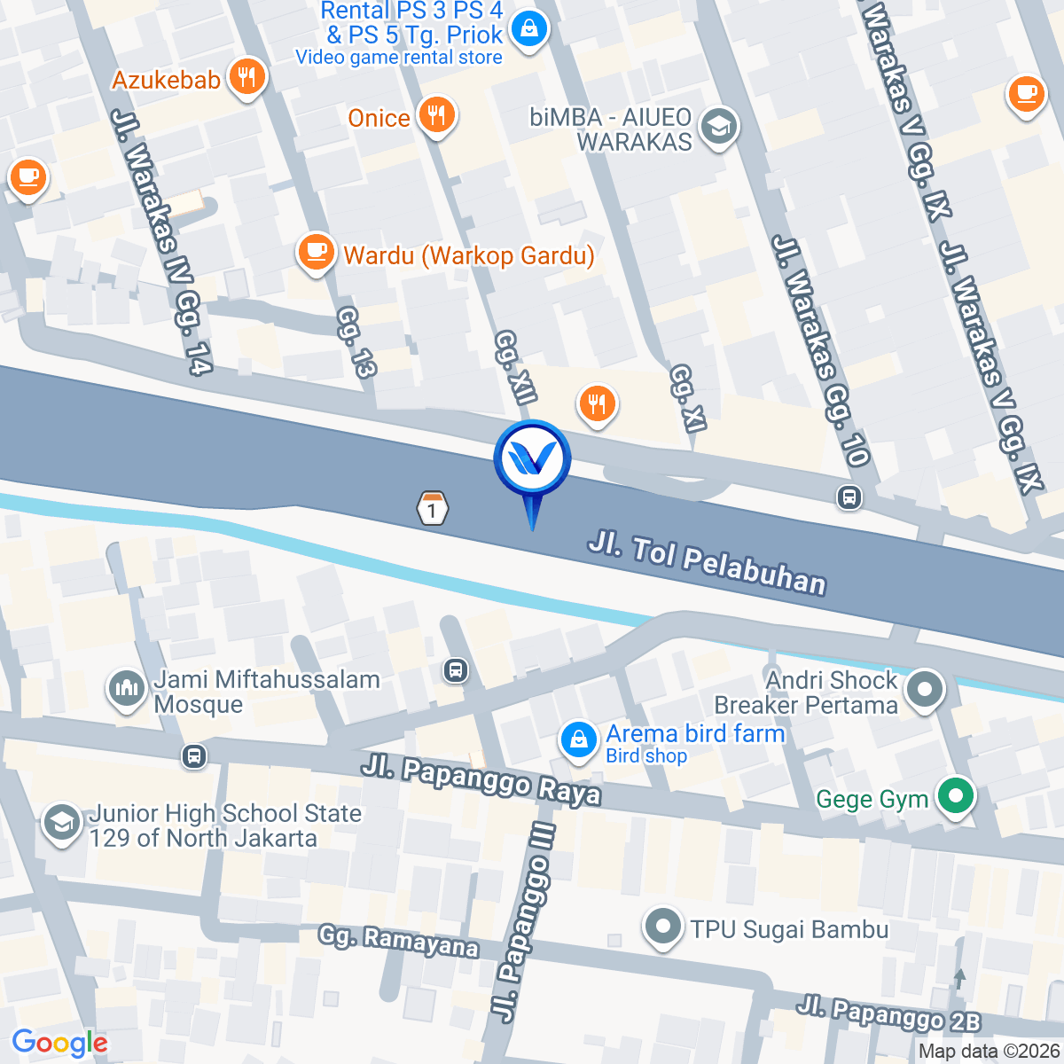 Peta Lokasi Tol Wiyoto Wiyono - Interchange Priuk, Jakarta Utara