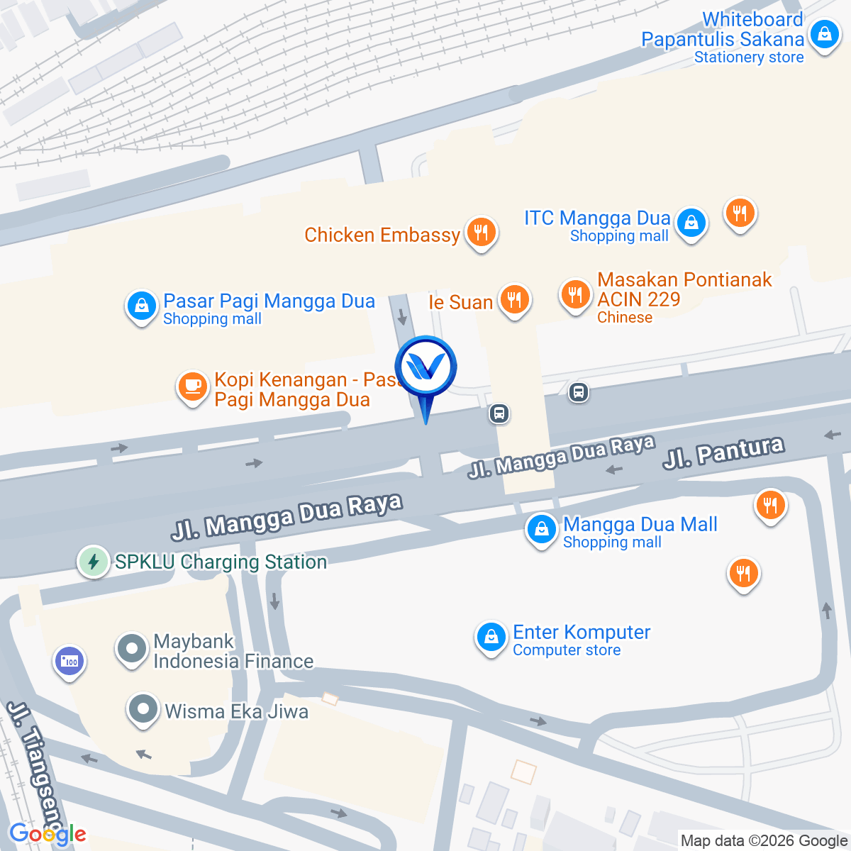 Peta Lokasi Jl. Mangga Dua Raya (ITC Mangga Dua Mall), Jakarta Utara