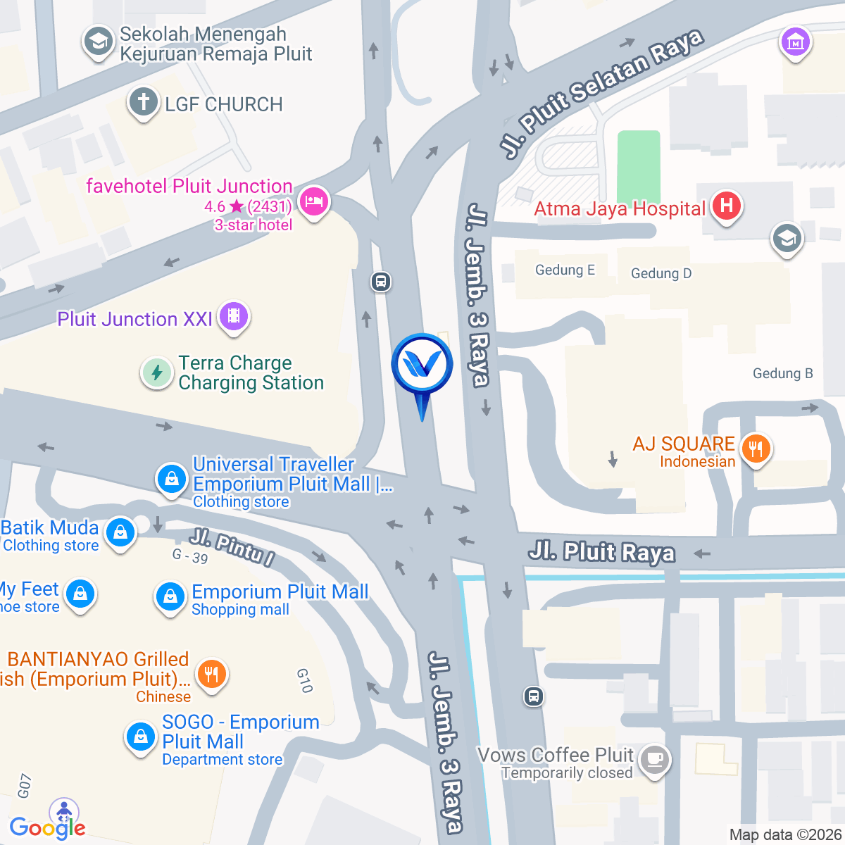 Peta Lokasi Jl. Pluit Raya (Pluit Junction), Jakarta Utara