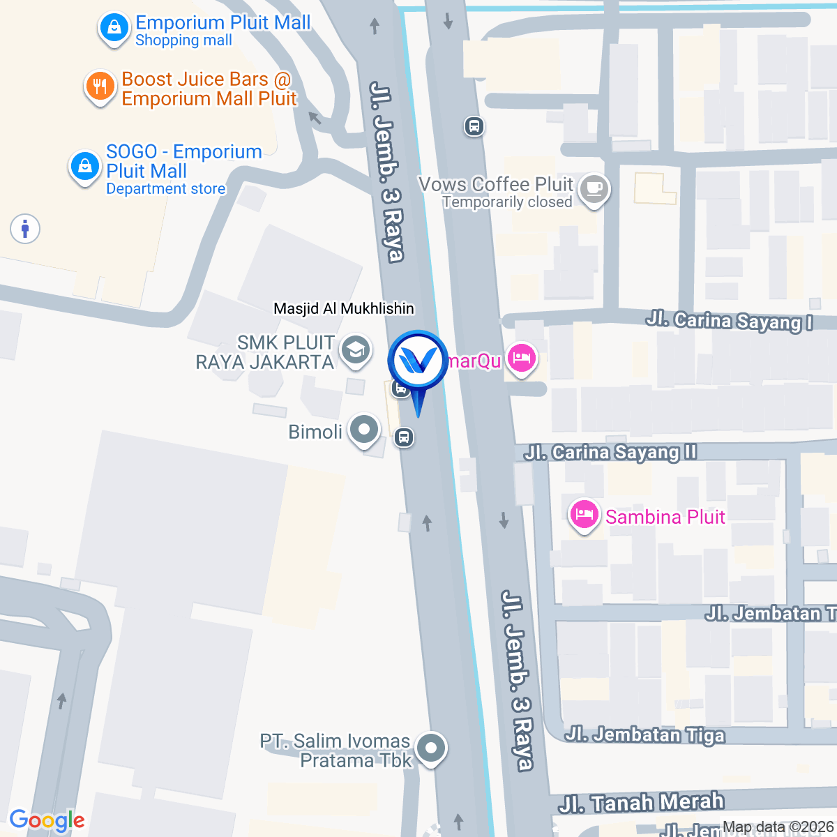 Peta Lokasi Pluit Raya (Mall Emporium), Jakarta Utara