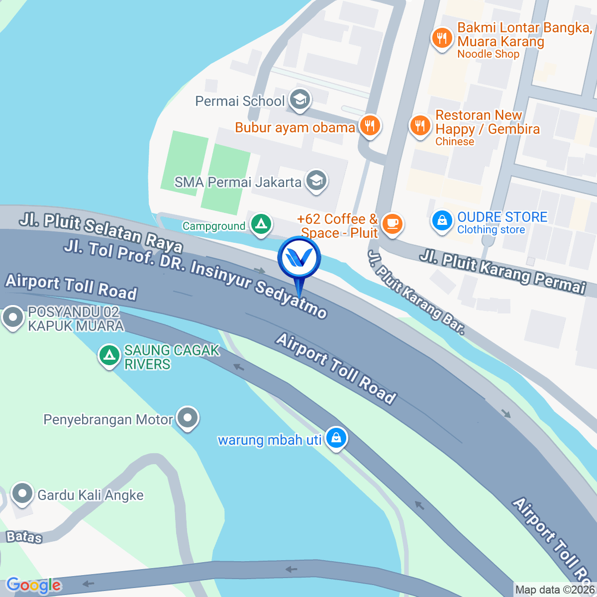 Peta Lokasi Tol Soedyatmo KM 20 + 800, Jakarta Utara