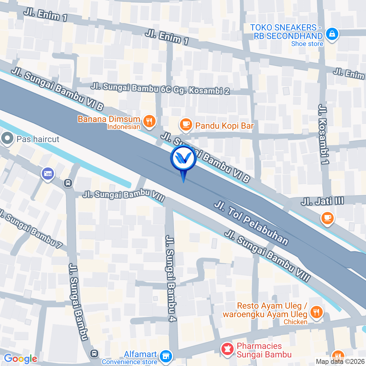 Peta Lokasi Tol Wiyoto Wiyono KM 14 + 200, Jakarta Utara