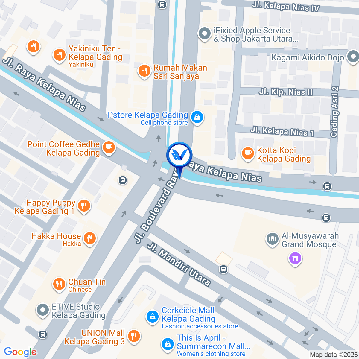 Peta Lokasi Jl. Boulevard Raya - Jl. Kelapa Nias (Dekat Mall Kelapa Gading), Jakarta Utara