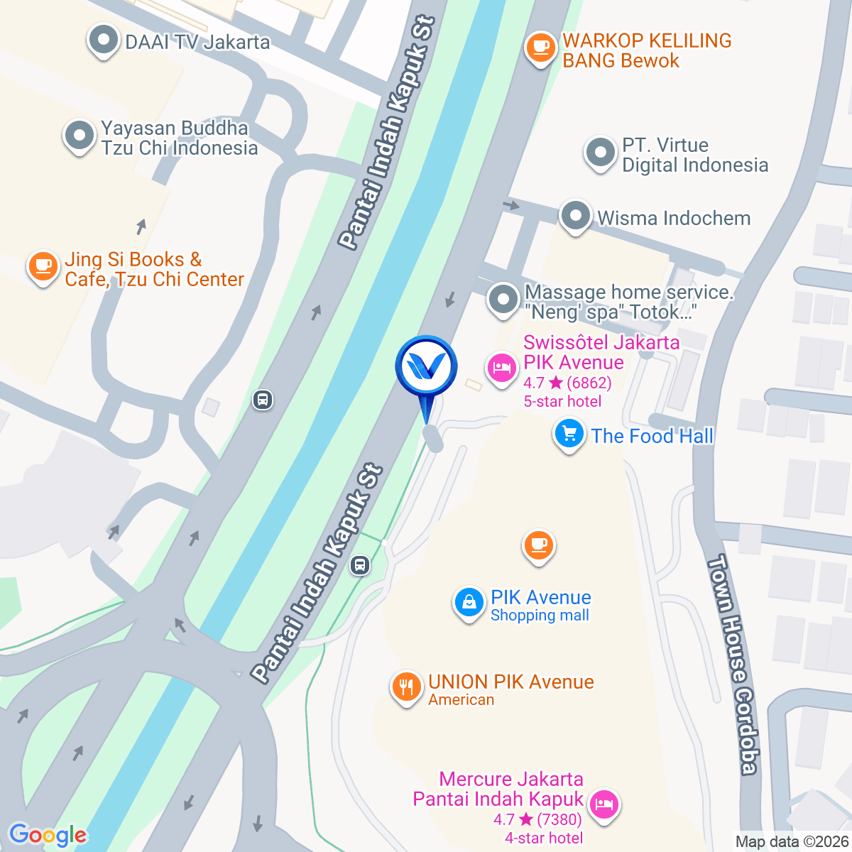 Peta Lokasi Pantai Indah Kapuk (PIK Avanue Mall), Jakarta Utara