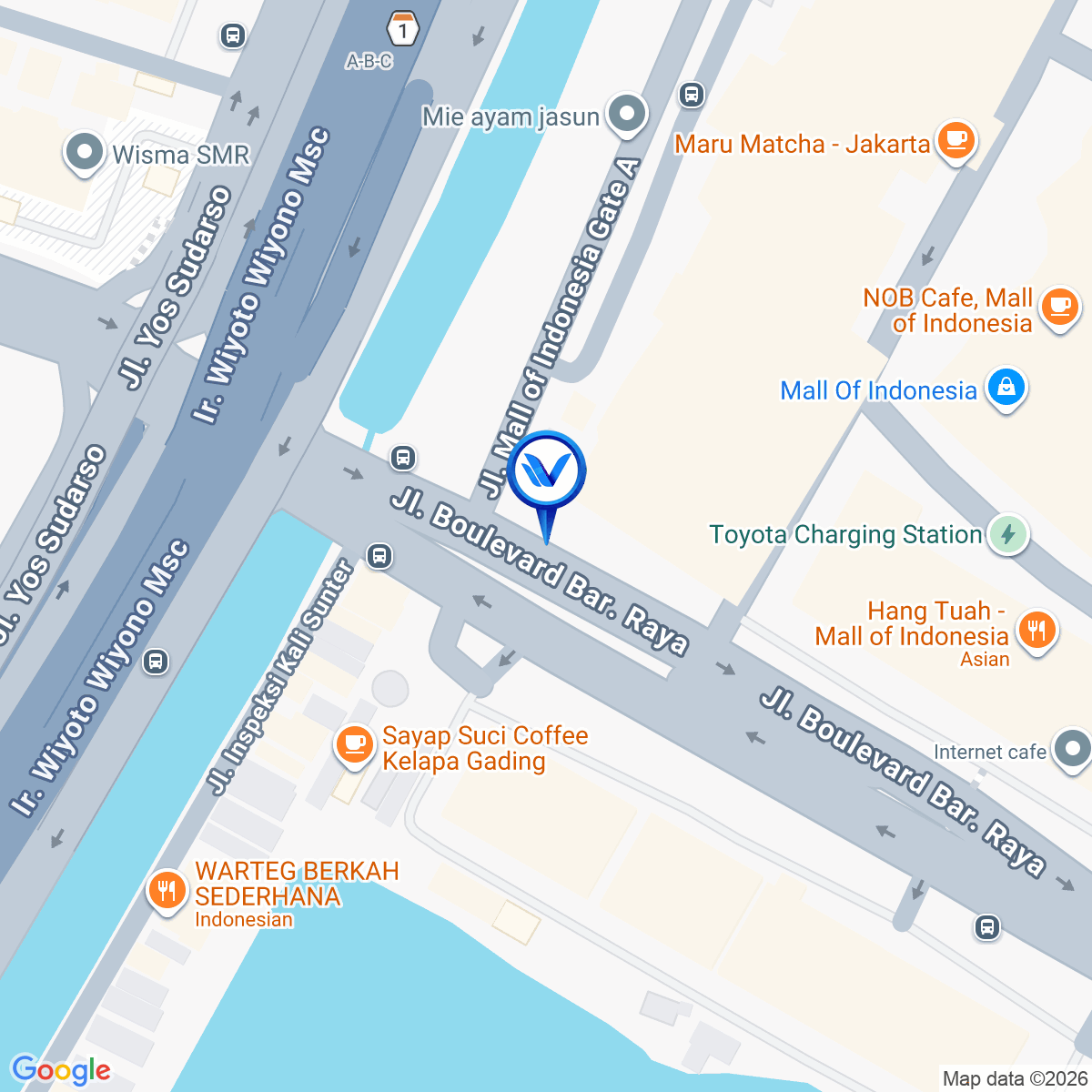 Peta Lokasi Mall Of Indonesia (Kelapa gading), Jakarta Utara