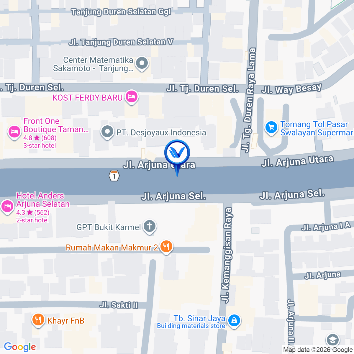 Peta Lokasi Jl. Arjuna (swalayan Tomang Tol), Jakarta Barat