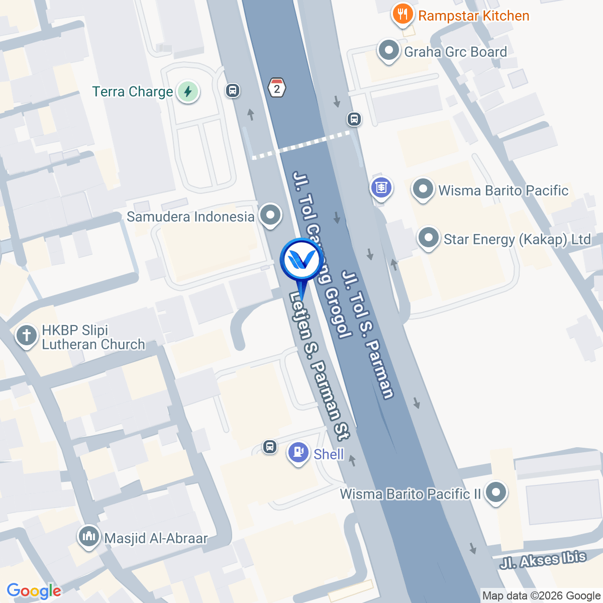 Peta Lokasi LED Jl. Letjen S Parman (Gedung Samudera), Jakarta Barat