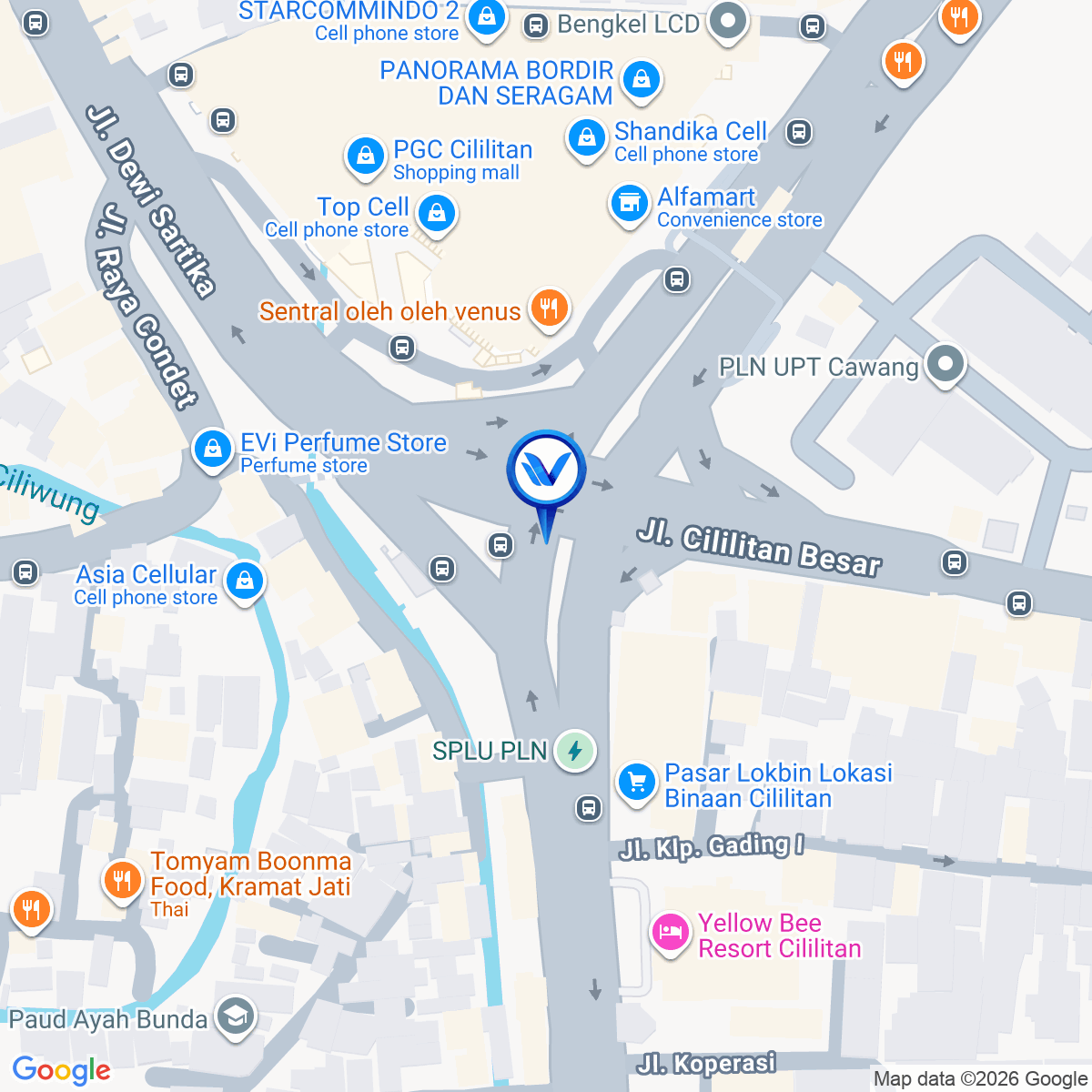 Peta Lokasi Jl. Mayjend Sutoyo (PGC), Jakarta Timur