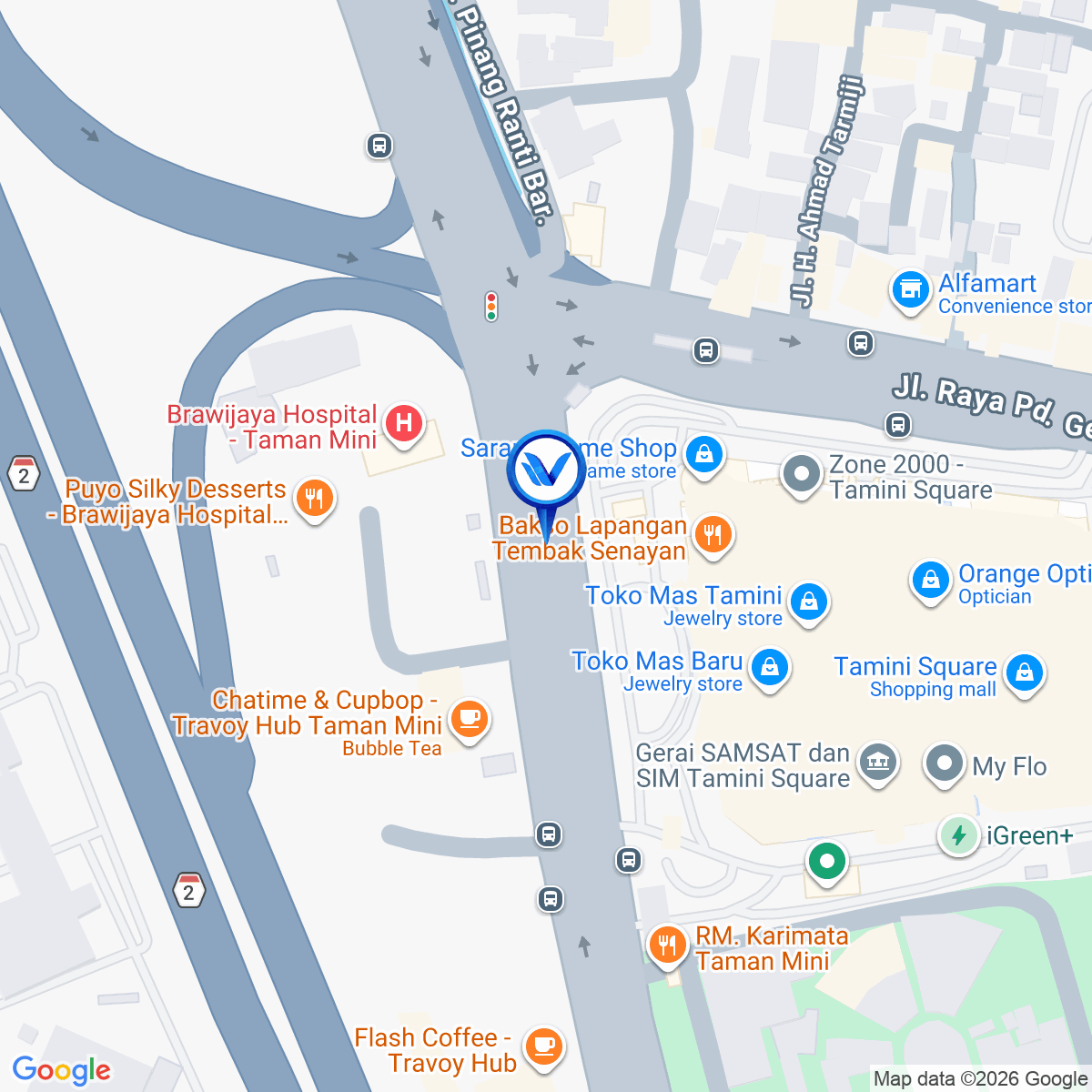 Peta Lokasi Jl. Tamini 1 Pondok Gede (Depan Mall Tamini Square), Jakarta Timur