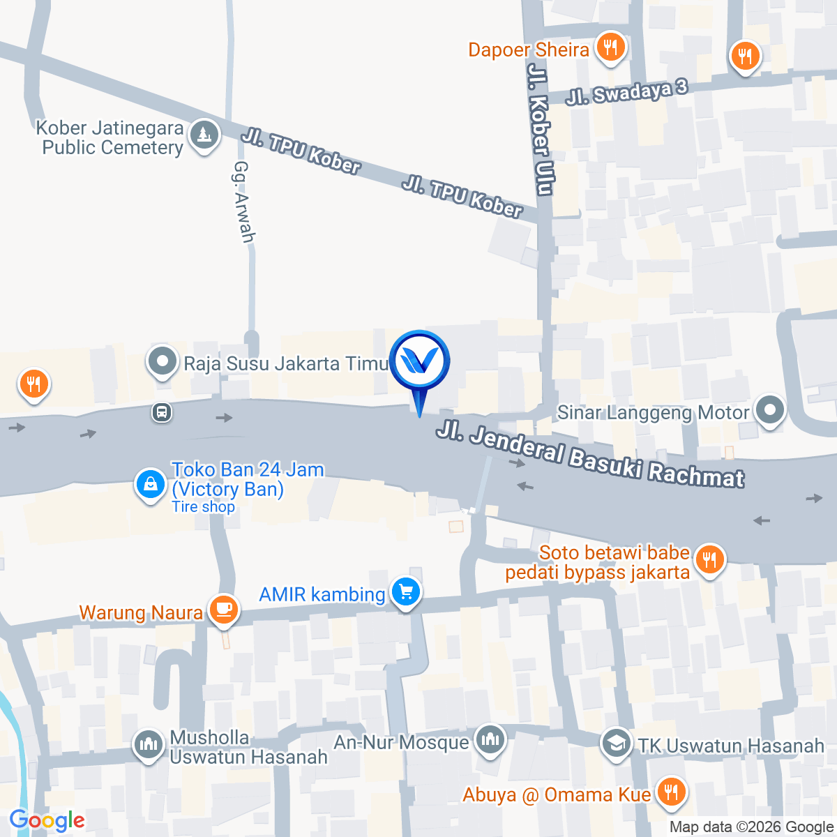 Peta Lokasi Jl. Jend. Basuki Rahmat, Jakarta Timur