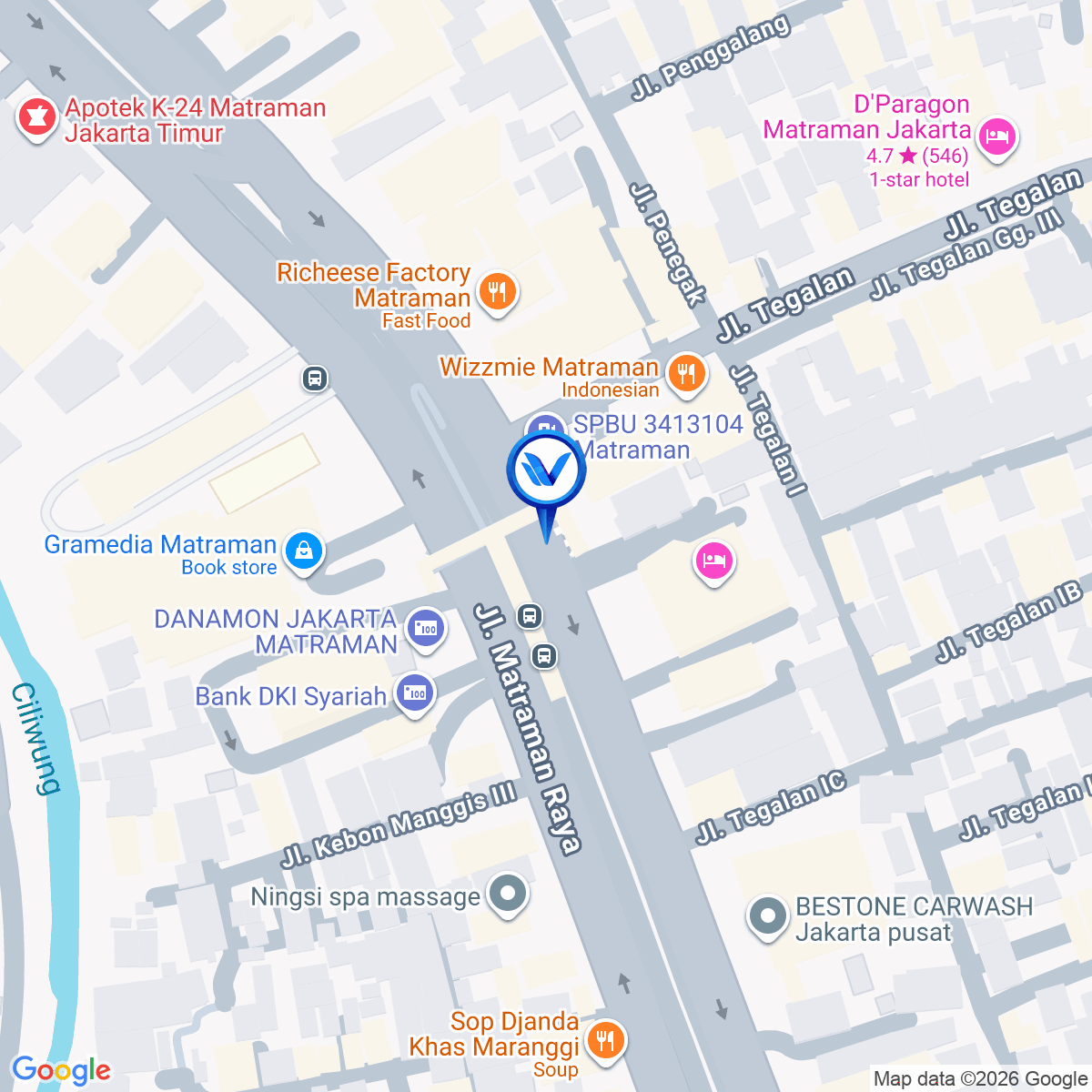 Peta Lokasi Jl. Matraman Raya (Depan Toko Buku Gramedia), Jakarta Timur