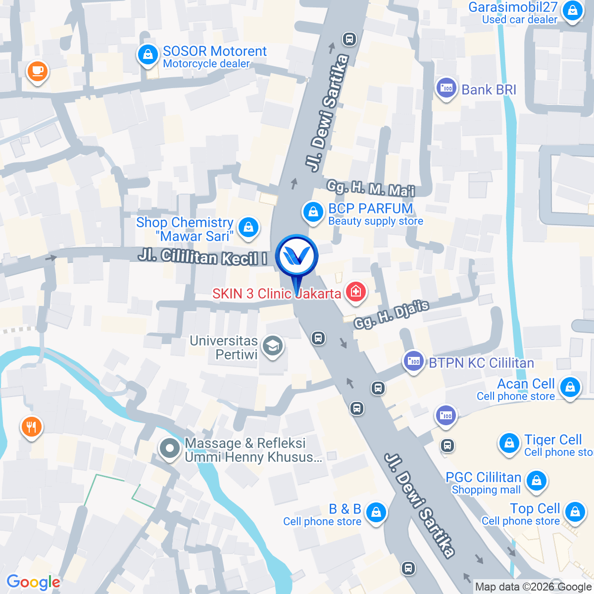Peta Lokasi Jl. Dewi Sartika (Dekat Kampus STBA Pertiwi), Jakarta Timur