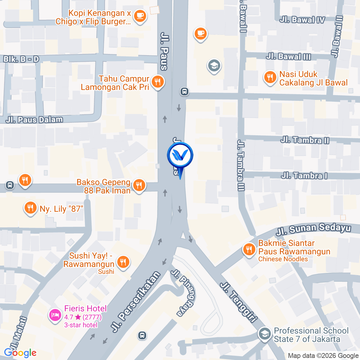 Peta Lokasi Jl. Paus - Rawamangun, Jakarta Timur