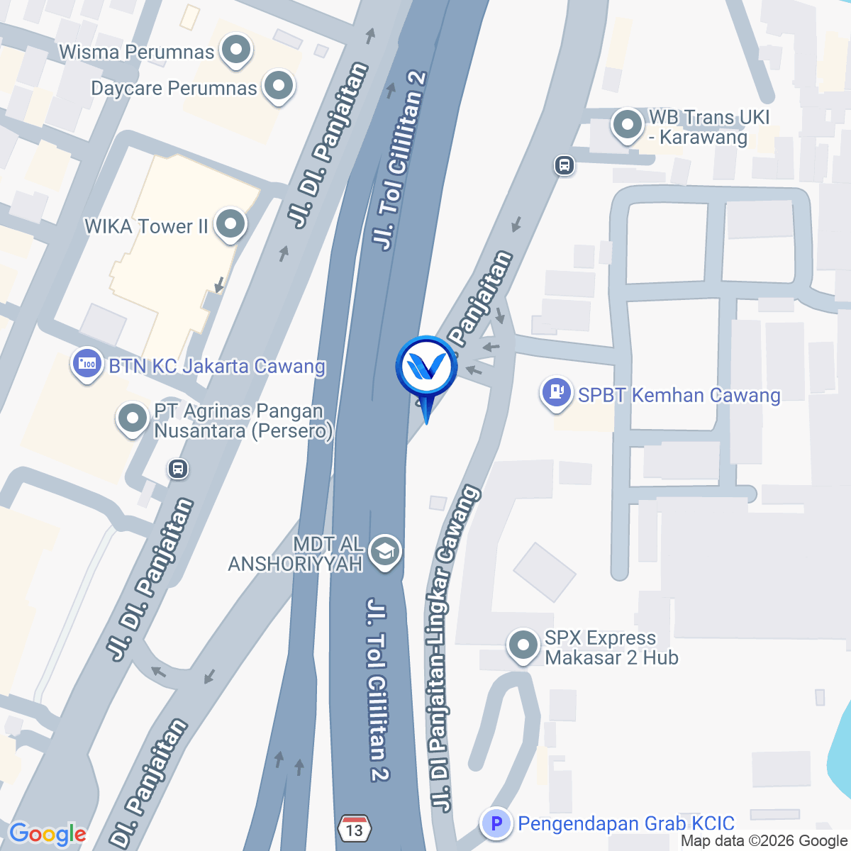 Peta Lokasi Jl. DI Panjaitan (Tol Wiyoto Wiyono Cawang), Jakarta Timur