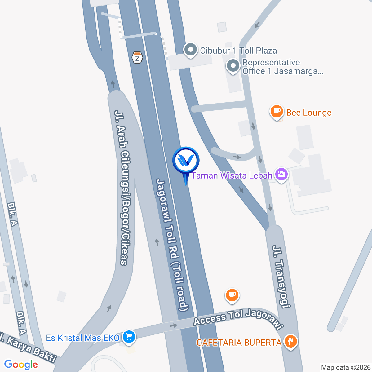 Peta Lokasi Tol Jagorawi KM 13+700 (A), Jakarta Timur