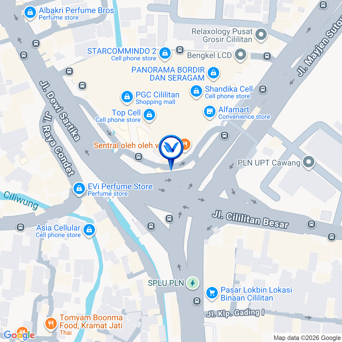 Peta Lokasi Jl. Mayjen Sutoyo (Pusat Grosir Cililitan), Jakarta Timur