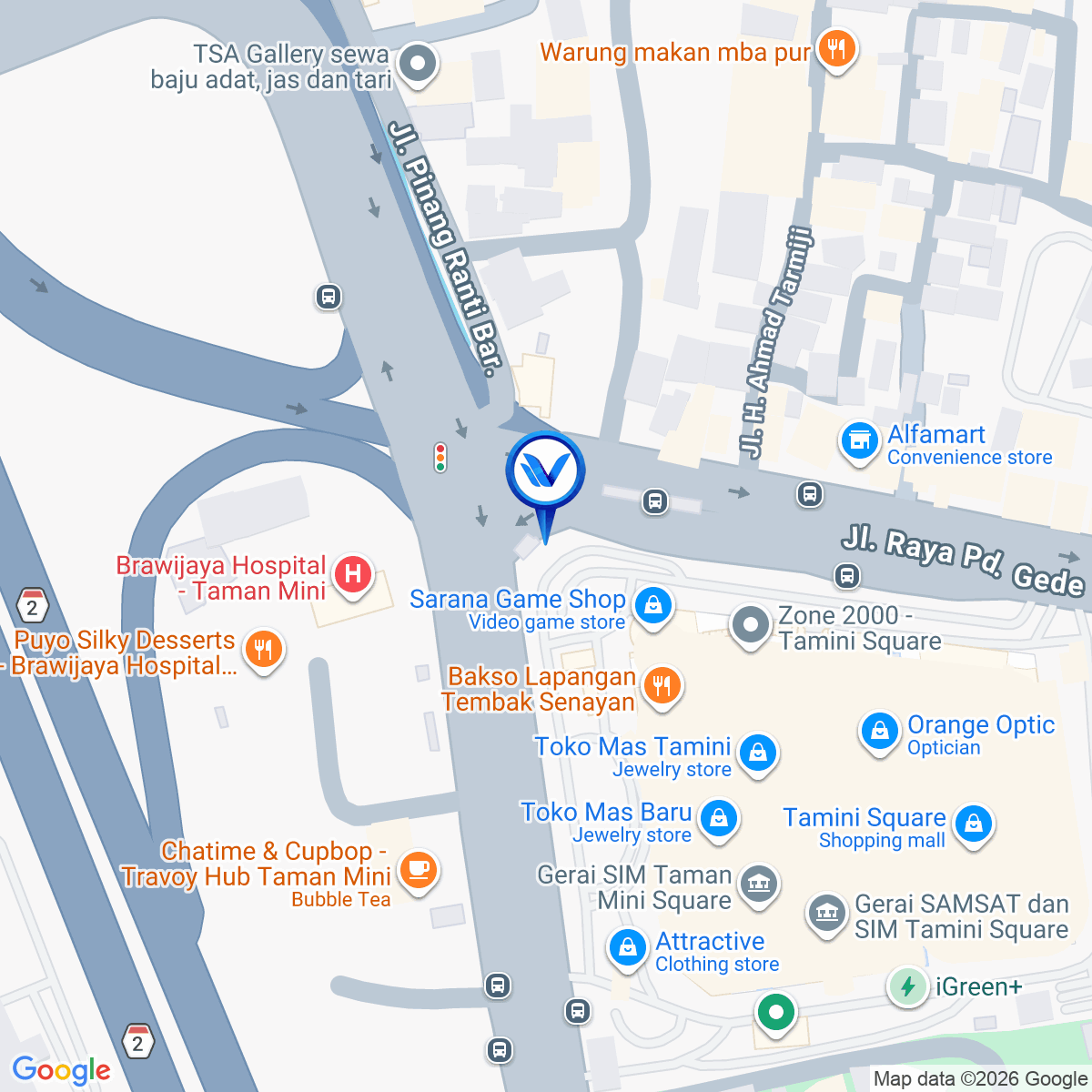 Peta Lokasi Jl. Pondok Gede (Depan Tamini Square), Jakarta Timur