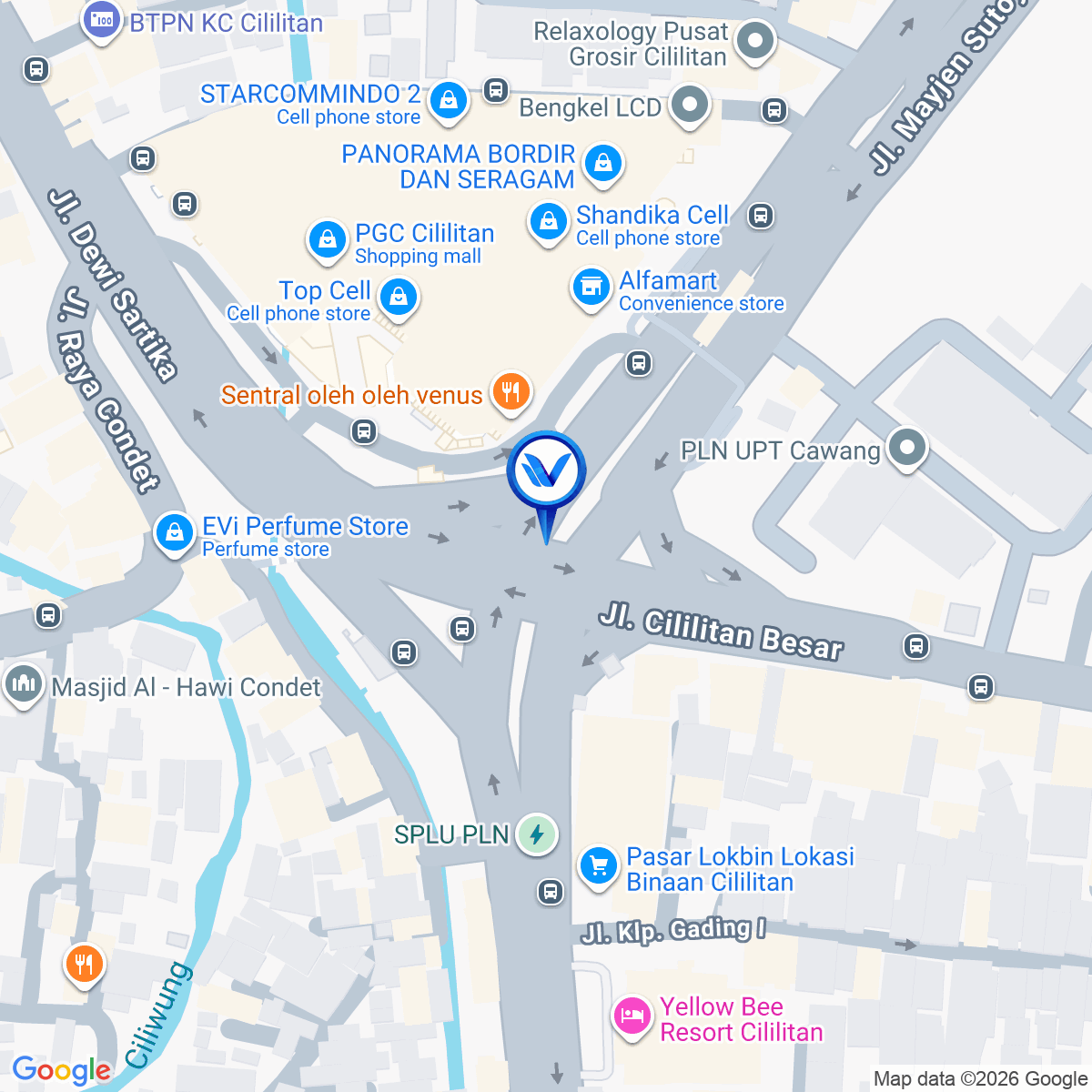 Peta Lokasi Jl. Mayjen Sutoyo (PGC), Jakarta Timur