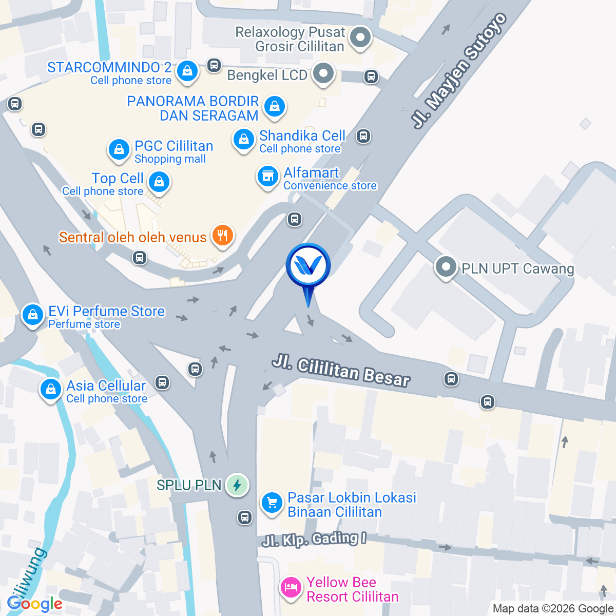 Peta Lokasi Simpang PGC Jl. Cililitan Besar - Jl. Raya Condet, Jakarta Timur