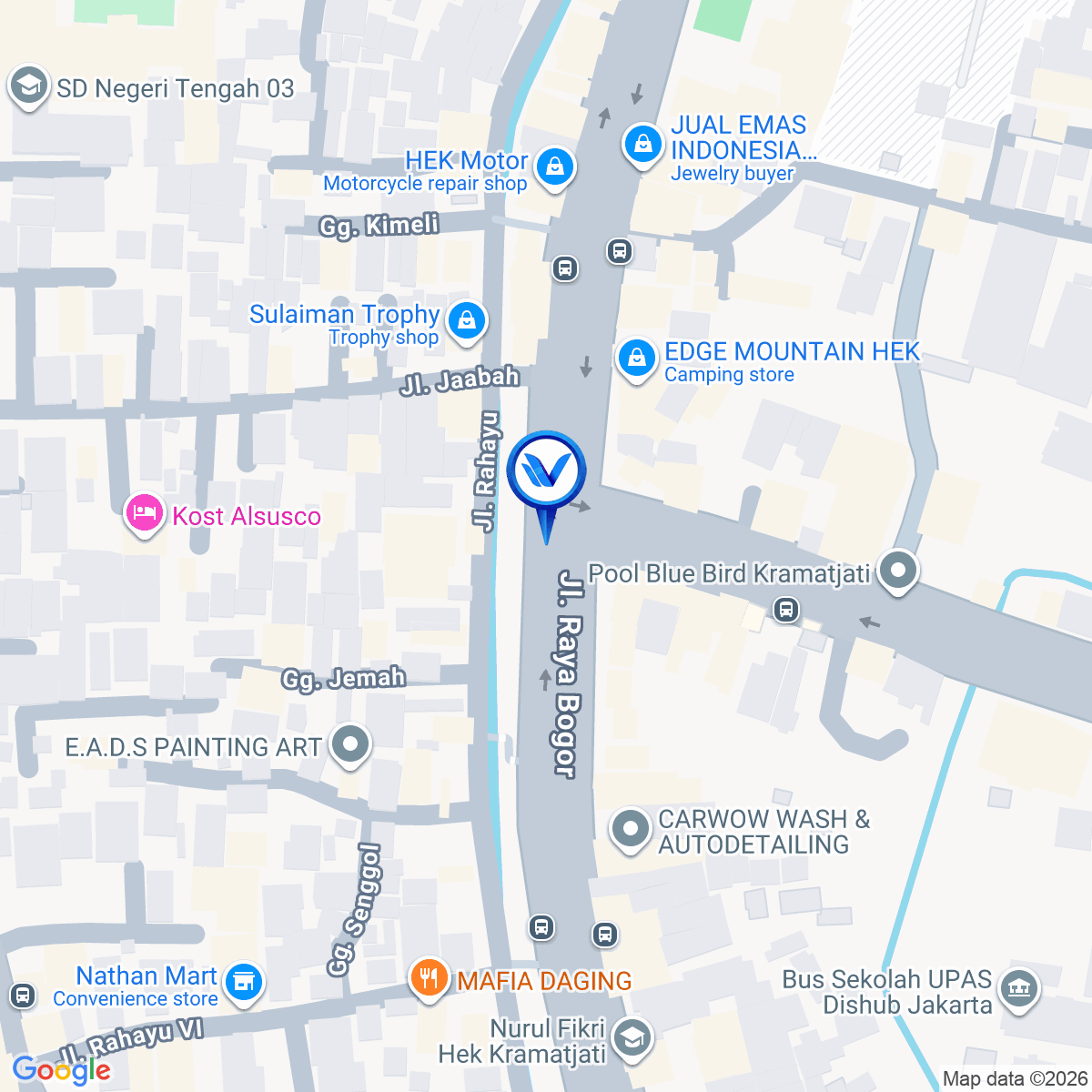 Peta Lokasi Simpang HEK Jl. Raya Bogor - Jl. Raya Pondok Gede, Jakarta Timur