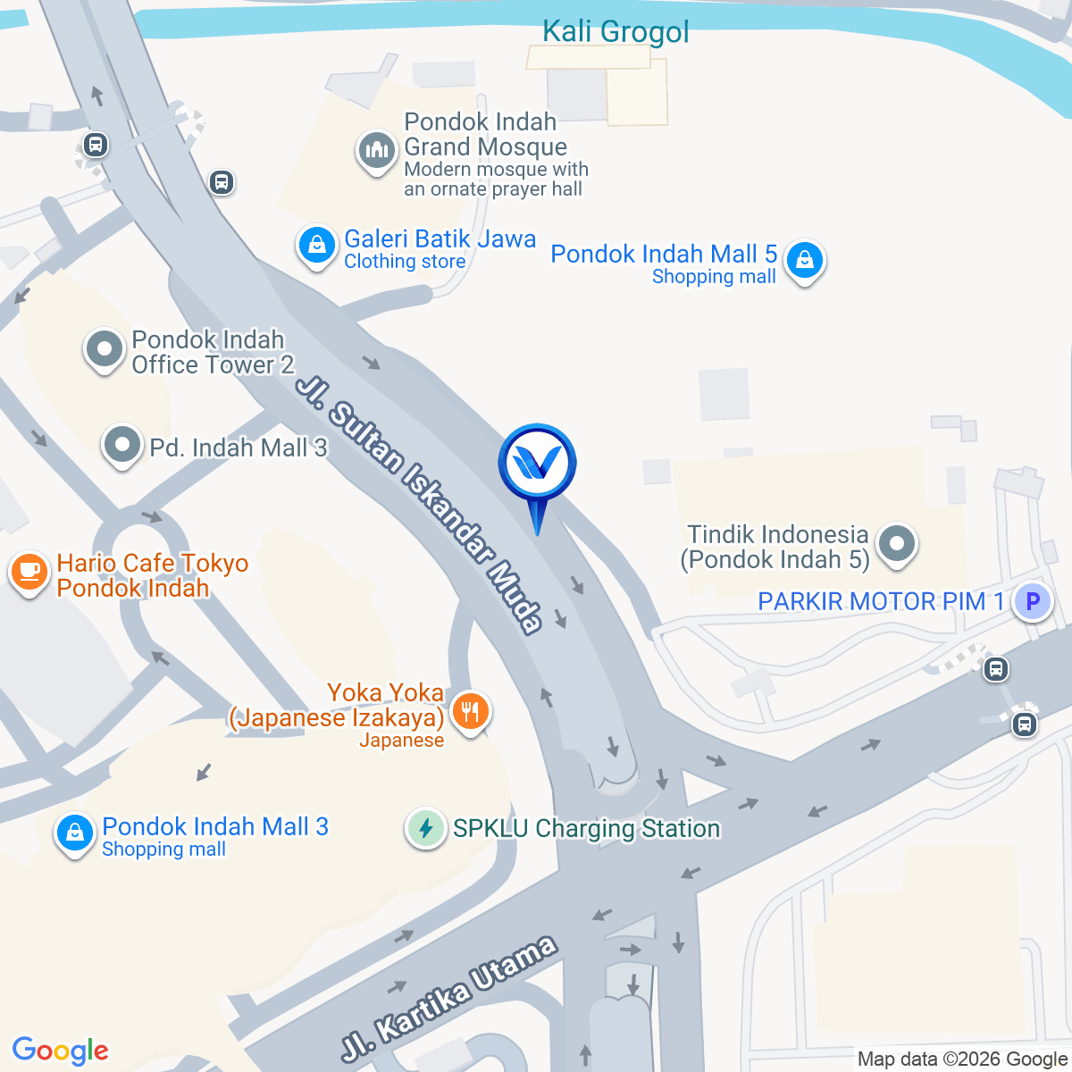 Peta Lokasi Jl. Sultan Iskandar Muda - Pondok Indah, Jakarta Selatan