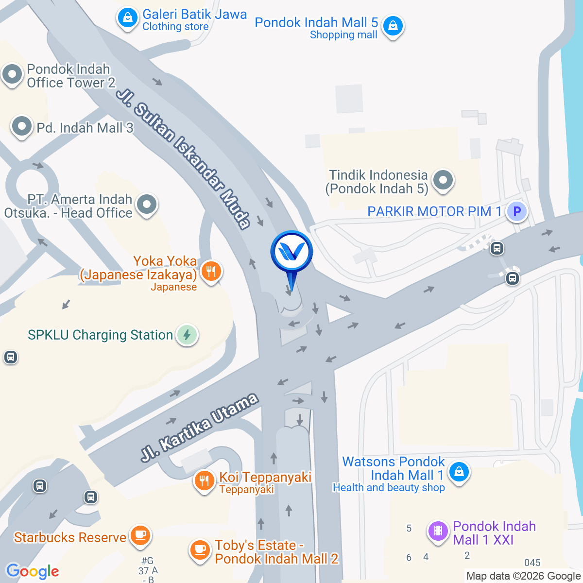 Peta Lokasi Underpass Pondok Indah Jl. Sultan Iskandar Muda, Jakarta Selatan