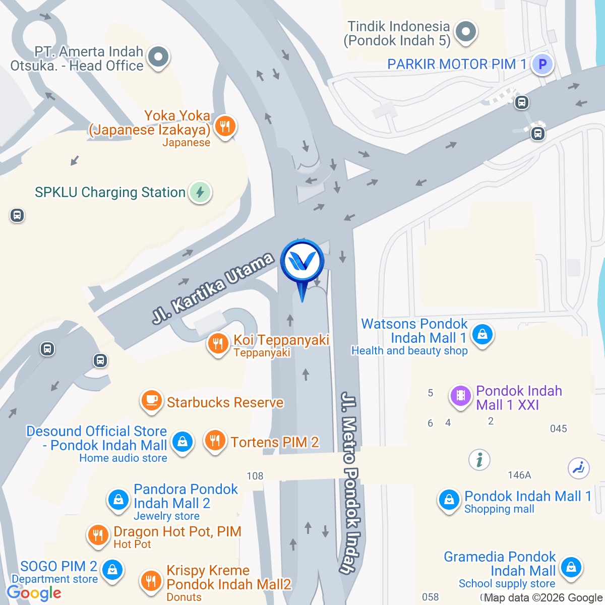 Peta Lokasi Underpass Pondok Indah Jl. Sultan Iskandar Muda, Jakarta Selatan