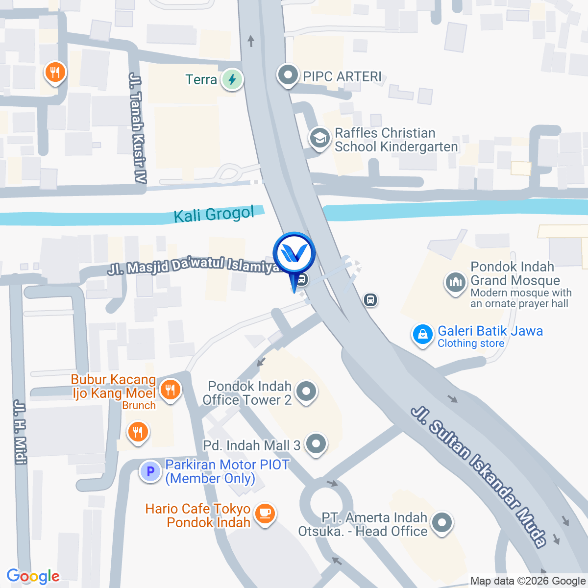Peta Lokasi Jl. Sultan Iskandar Muda (depan Masjid Pondok Indah), Jakarta Selatan