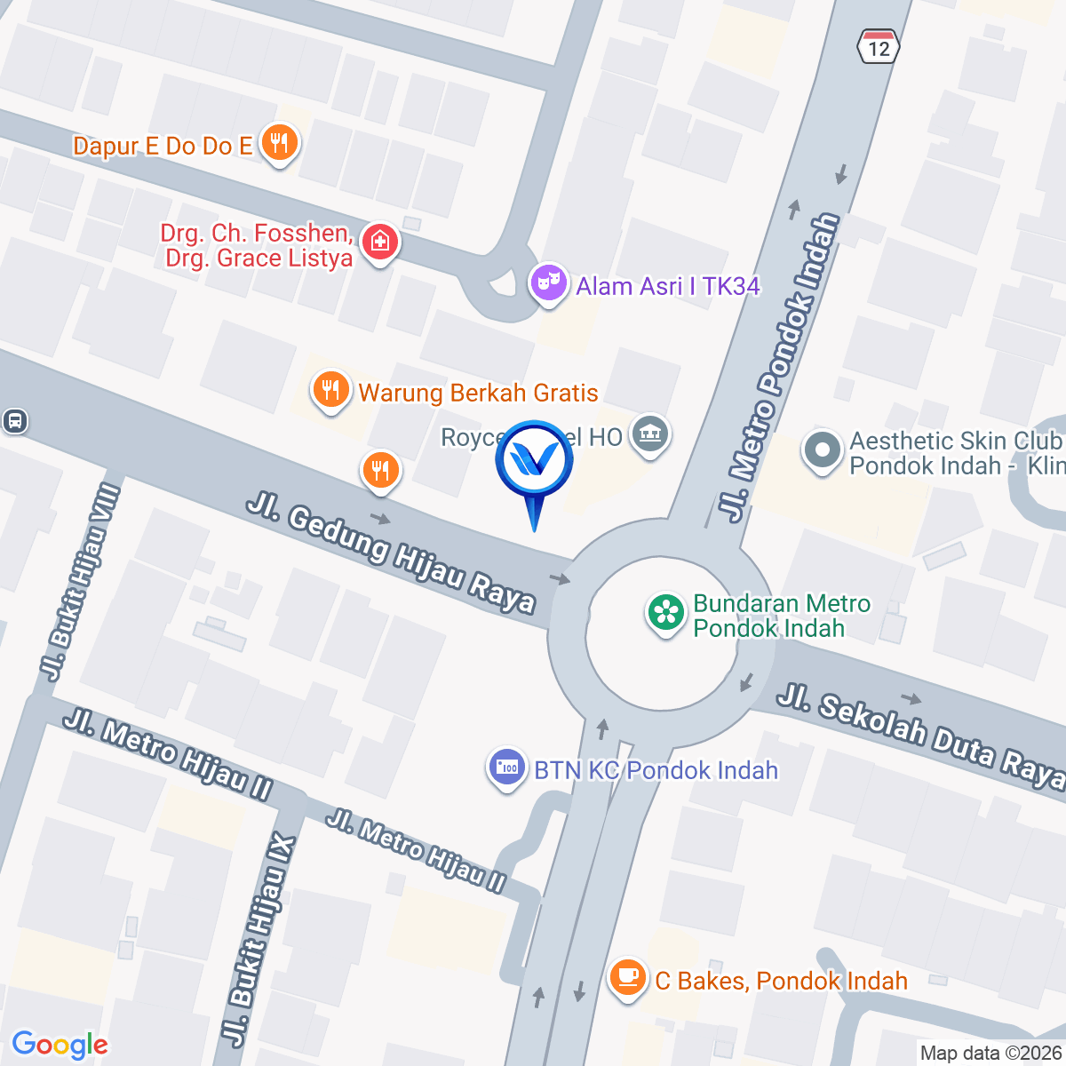 Peta Lokasi Jl. Gedung Hijau Raya (Bundaran Pondok Indah), Jakarta Selatan