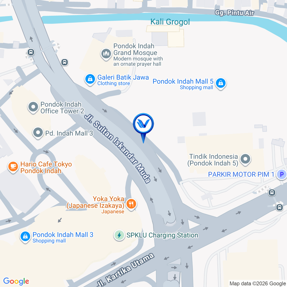 Peta Lokasi Jl. Sultan Iskandar Muda - Pondok Indah, Jakarta Selatan