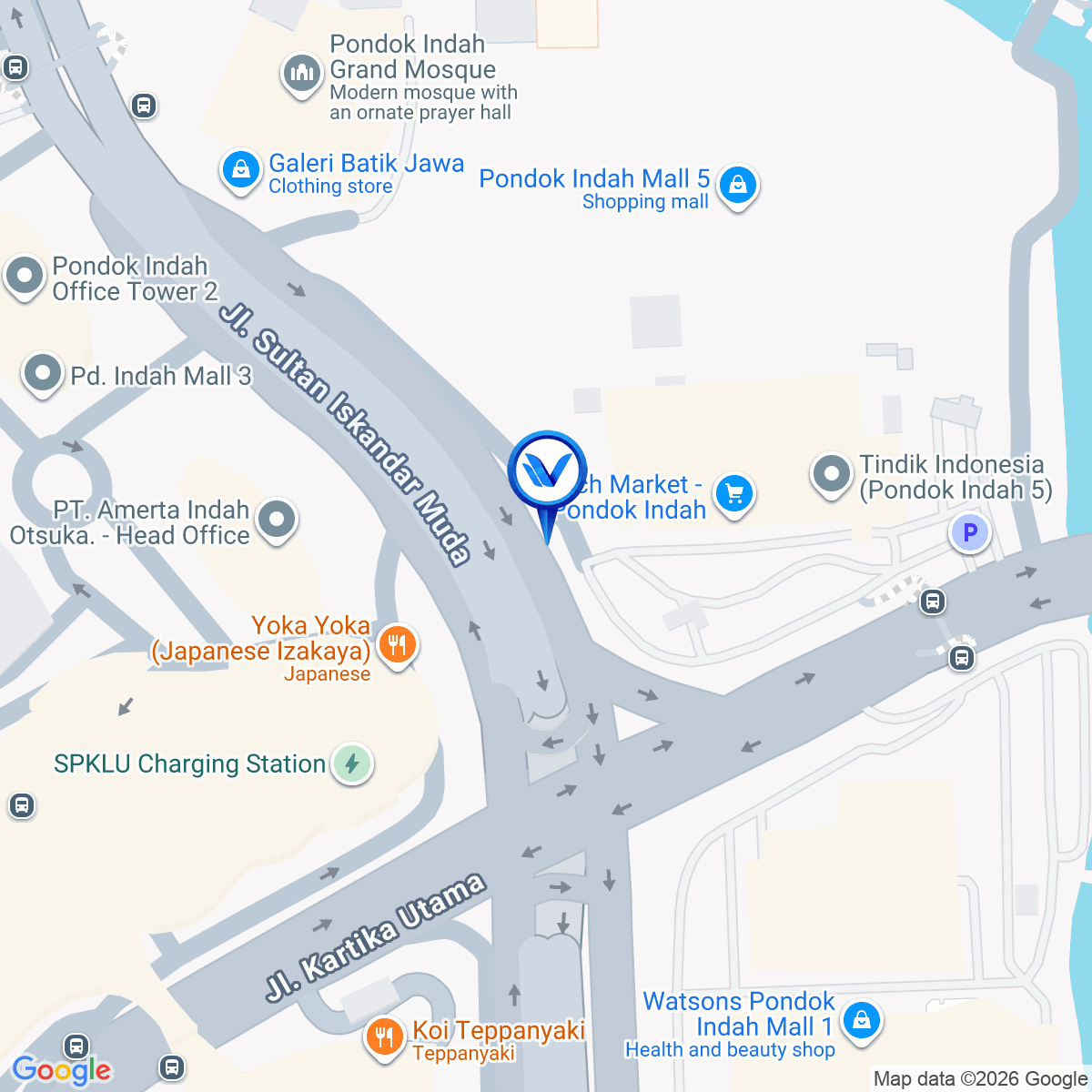 Peta Lokasi Jl. Sultan Iskandar Muda - Pondok Indah (depan Ranch Market), Jakarta Selatan