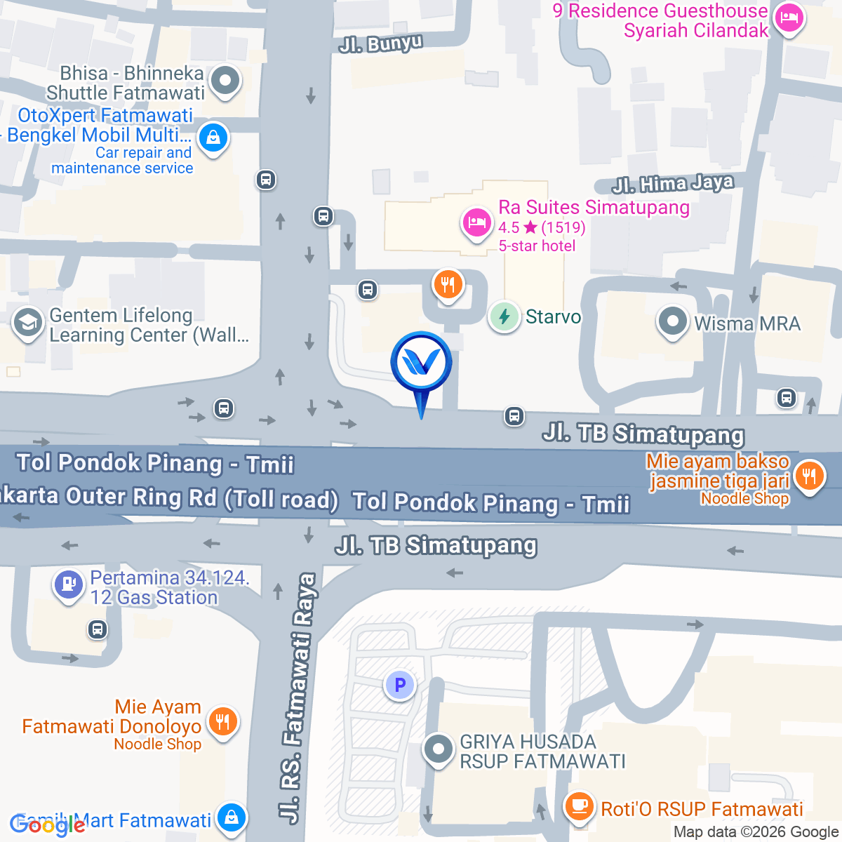 Peta Lokasi Jl. TB. Simatupang (Perempatan Fatmawati), Jakarta Selatan