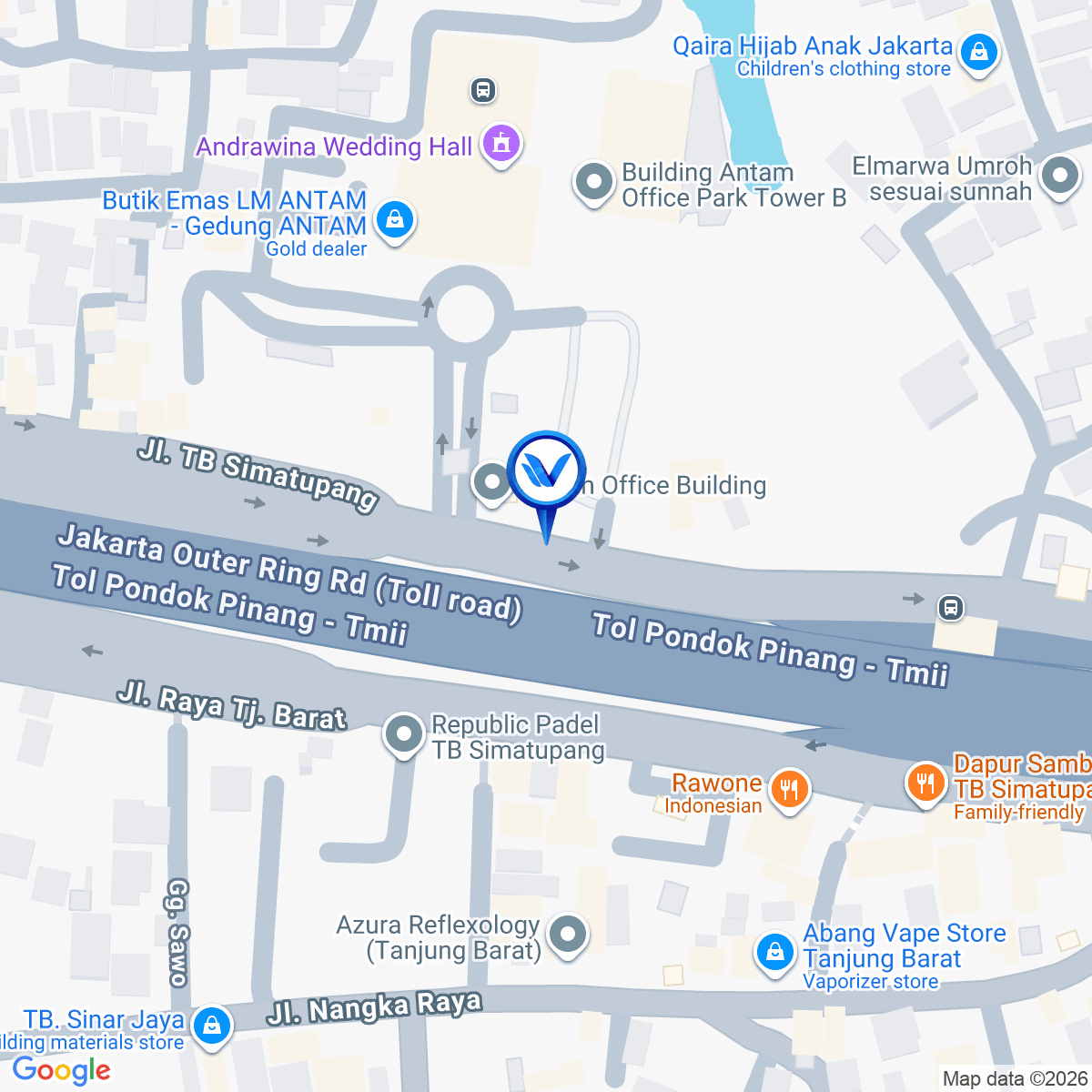 Peta Lokasi Jl. TB Simatupang (depan Gedung Antam), Jakarta Selatan