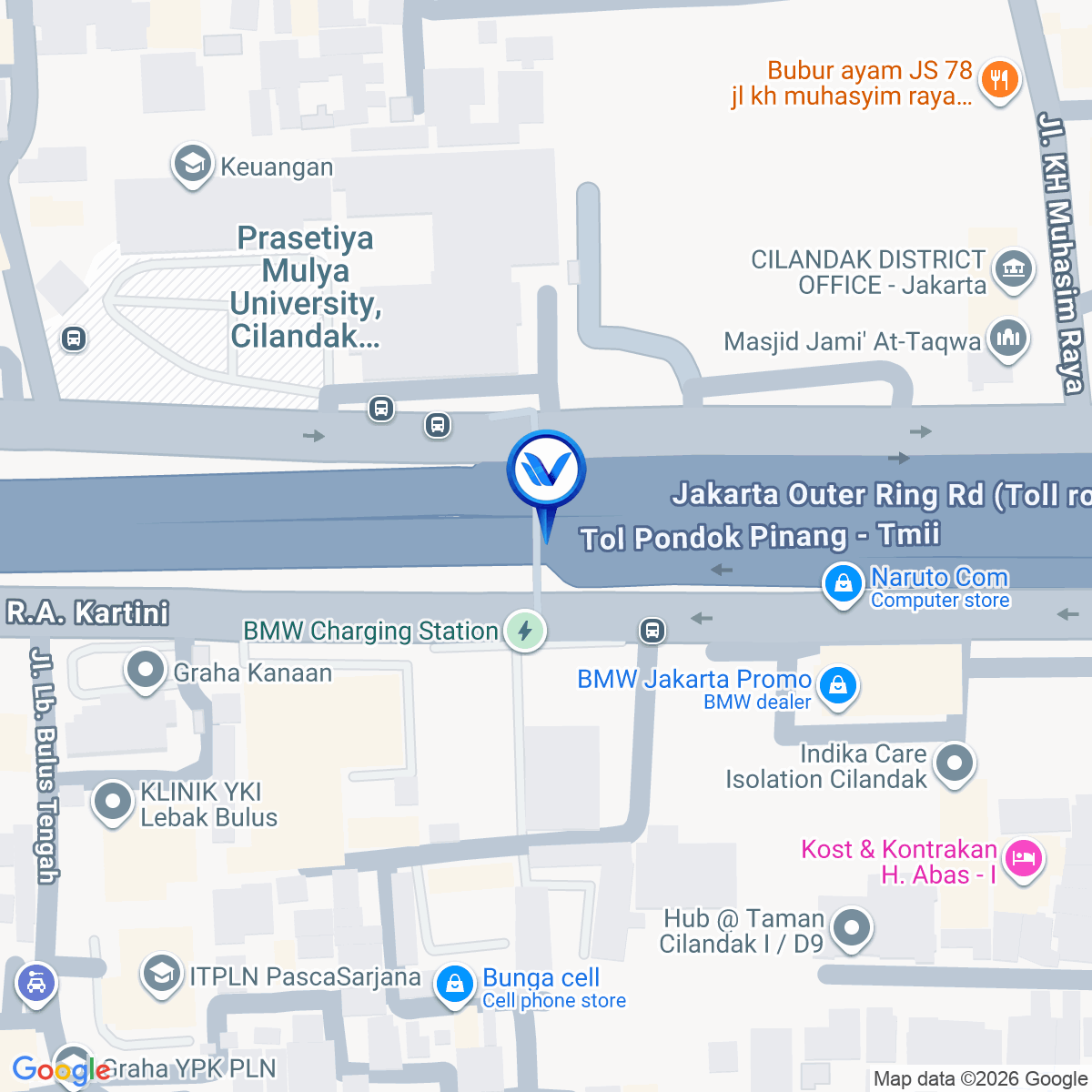 Peta Lokasi Jl. Tol Jorr KM 21+950 (Depan Auto 2000), Jakarta Selatan