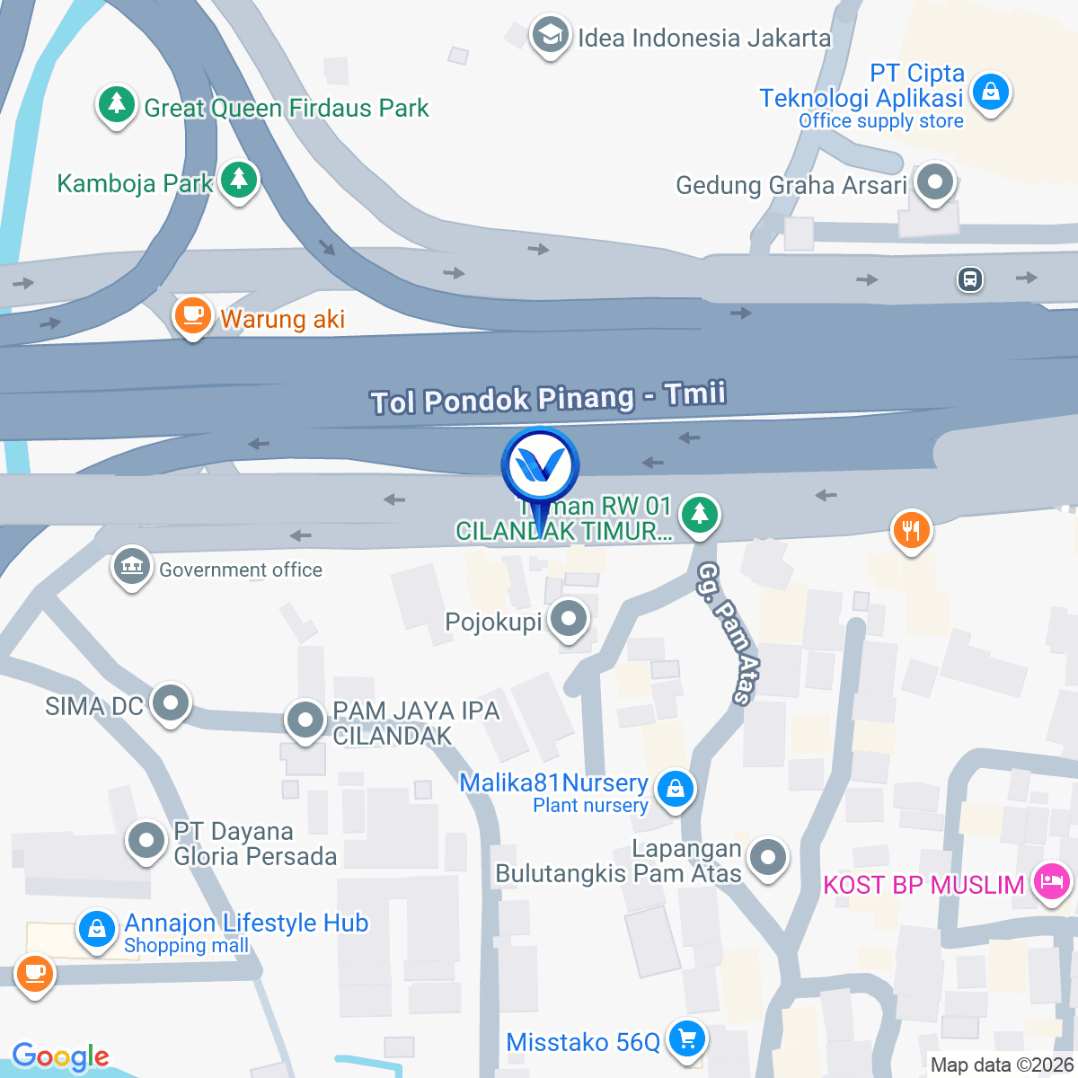 Peta Lokasi Jl. TB Simatupang (Depan Gedung Talavera), Jakarta Selatan