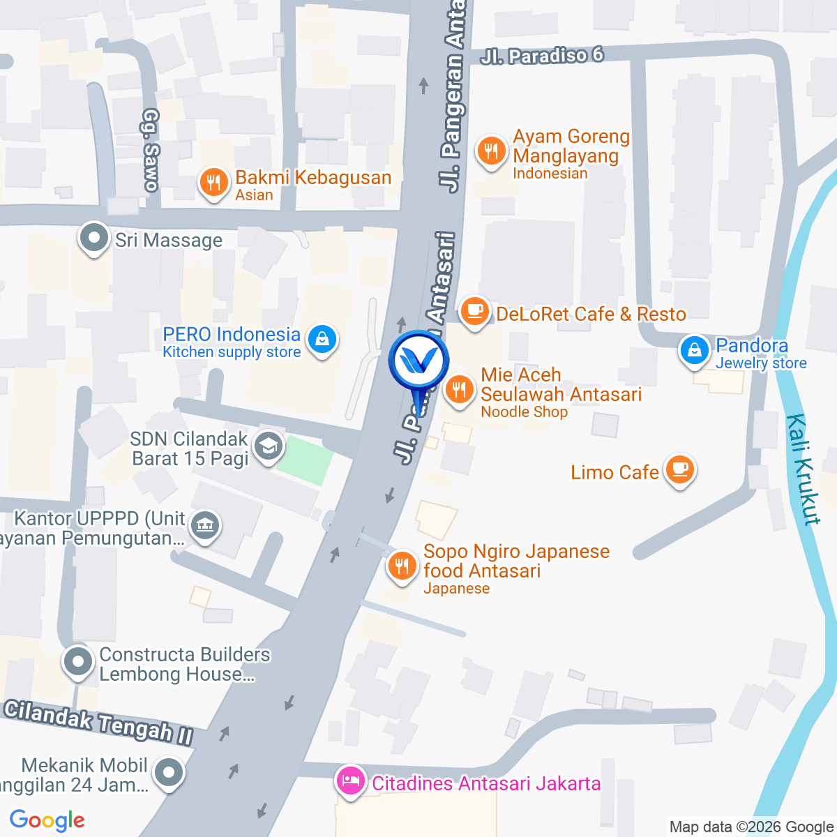 Peta Lokasi Jl. Pangeran Antasari, Jakarta Selatan