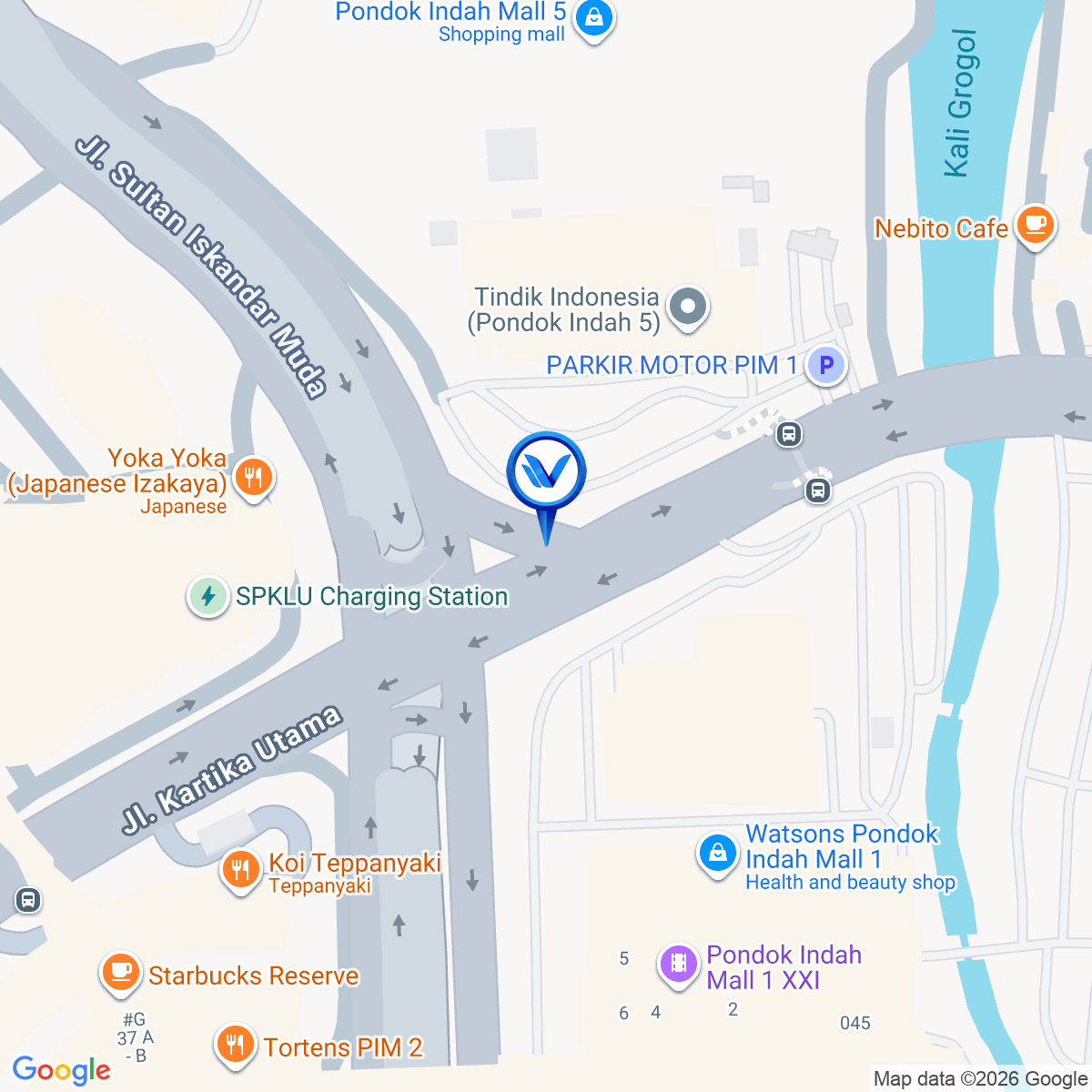 Peta Lokasi Perempatan Pondok Indah Jl. Margaguna Raya, Jakarta Selatan