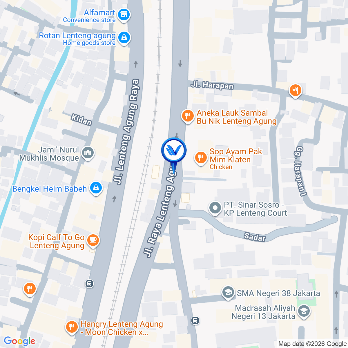 Peta Lokasi Jl. Raya Lenteng Agung, Jakarta Selatan