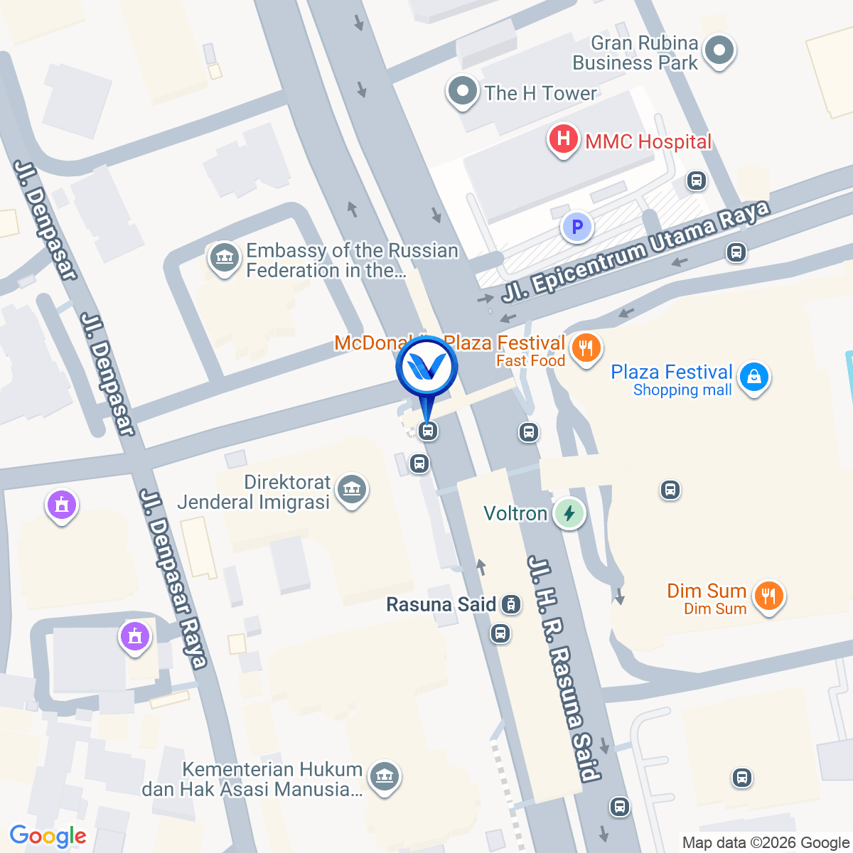Peta Lokasi Jl. H.R Rasuna Said (GOR Sumantri), Jakarta Selatan