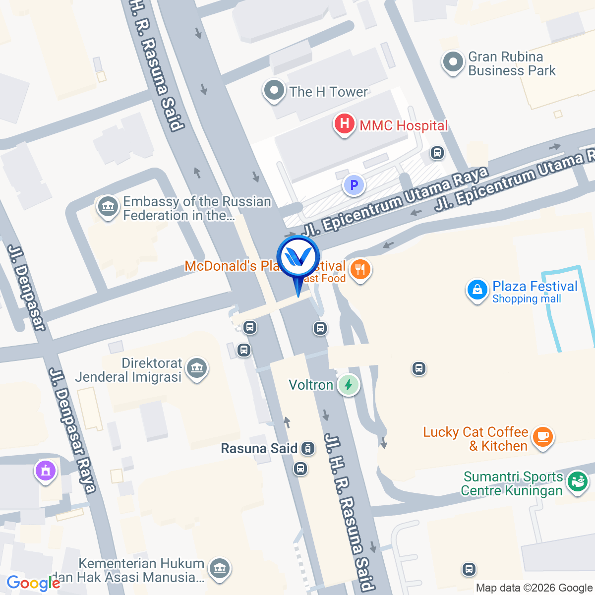Peta Lokasi Jl. H.R Rasuna Said (GOR Sumantri), Jakarta Selatan