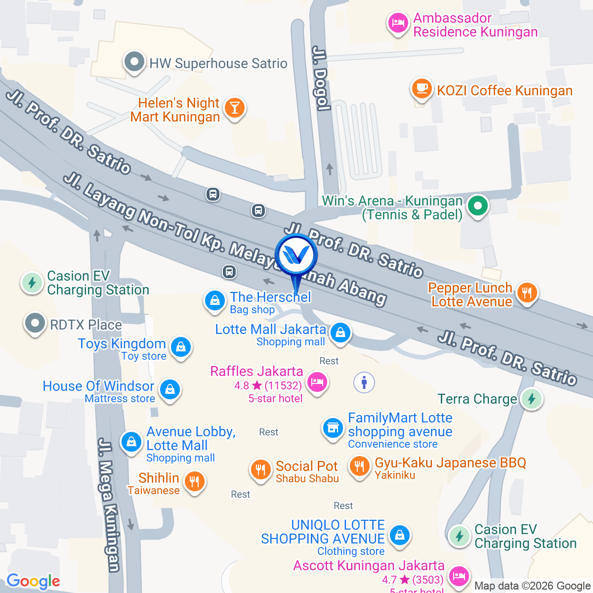 Peta Lokasi Jl. Prof DR. Satrio (Ciputra World), Jakarta Selatan