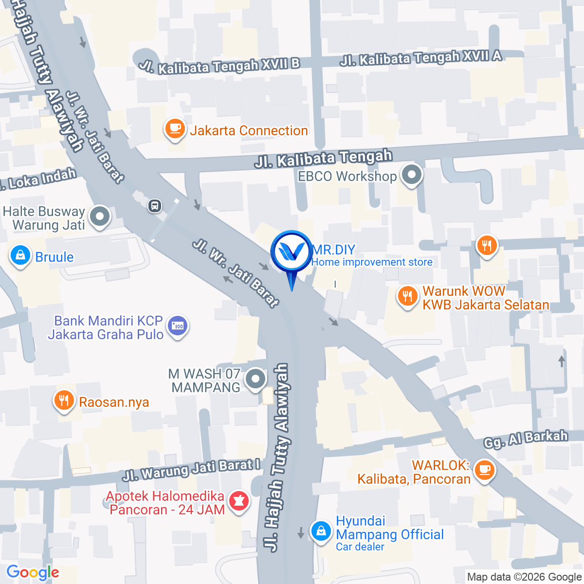 Peta Lokasi Jl. Warung Buncit Raya, Jakarta Selatan