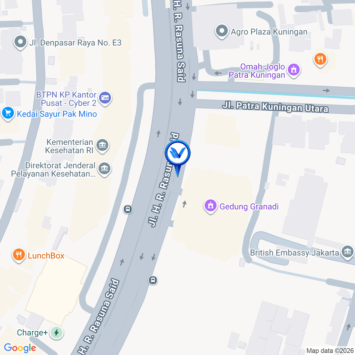 Peta Lokasi Jl. Hr. Rasuna Said (Kuningan, Gedung Granadi), Jakarta Selatan