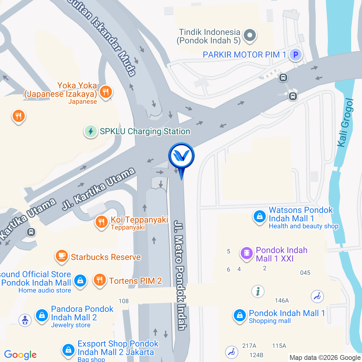 Peta Lokasi Jl. Metro Pondok Indah (PIM 1), Jakarta Selatan