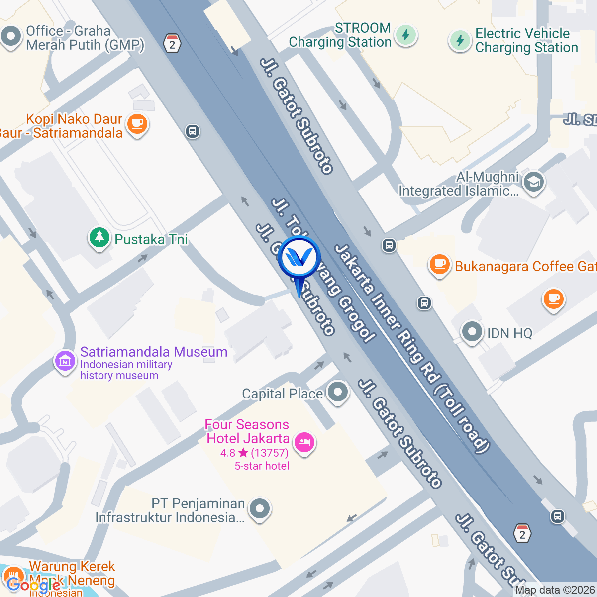 Peta Lokasi Jl. Jend. Gatot Subroto (Pusat Sejarah), Jakarta Selatan