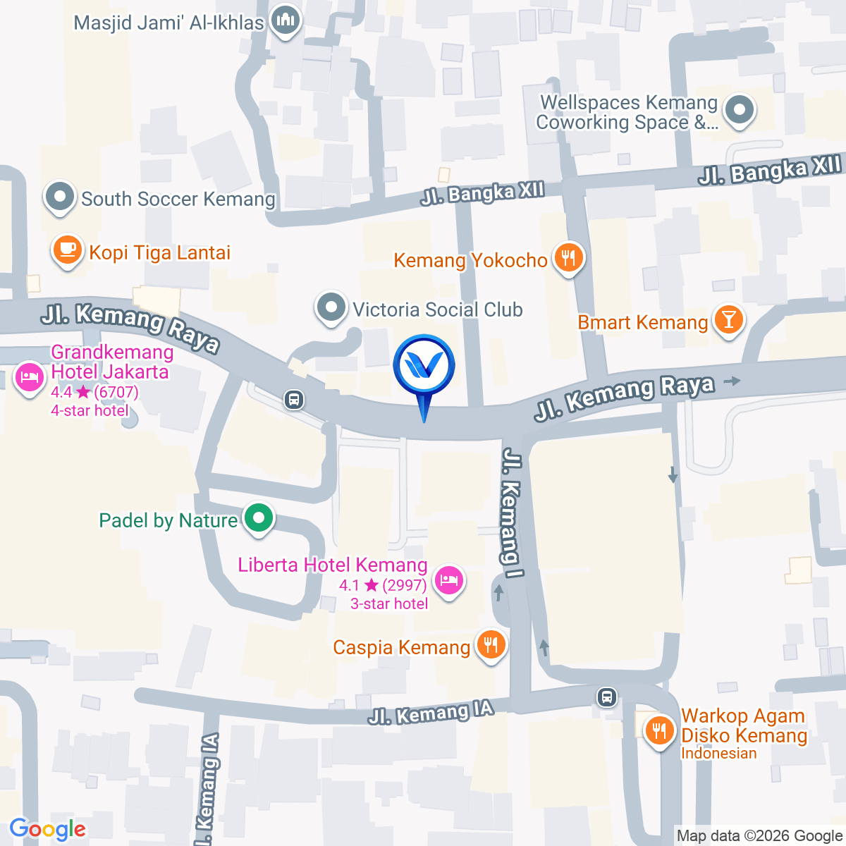 Peta Lokasi Jl. Kemang Raya, Jakarta Selatan