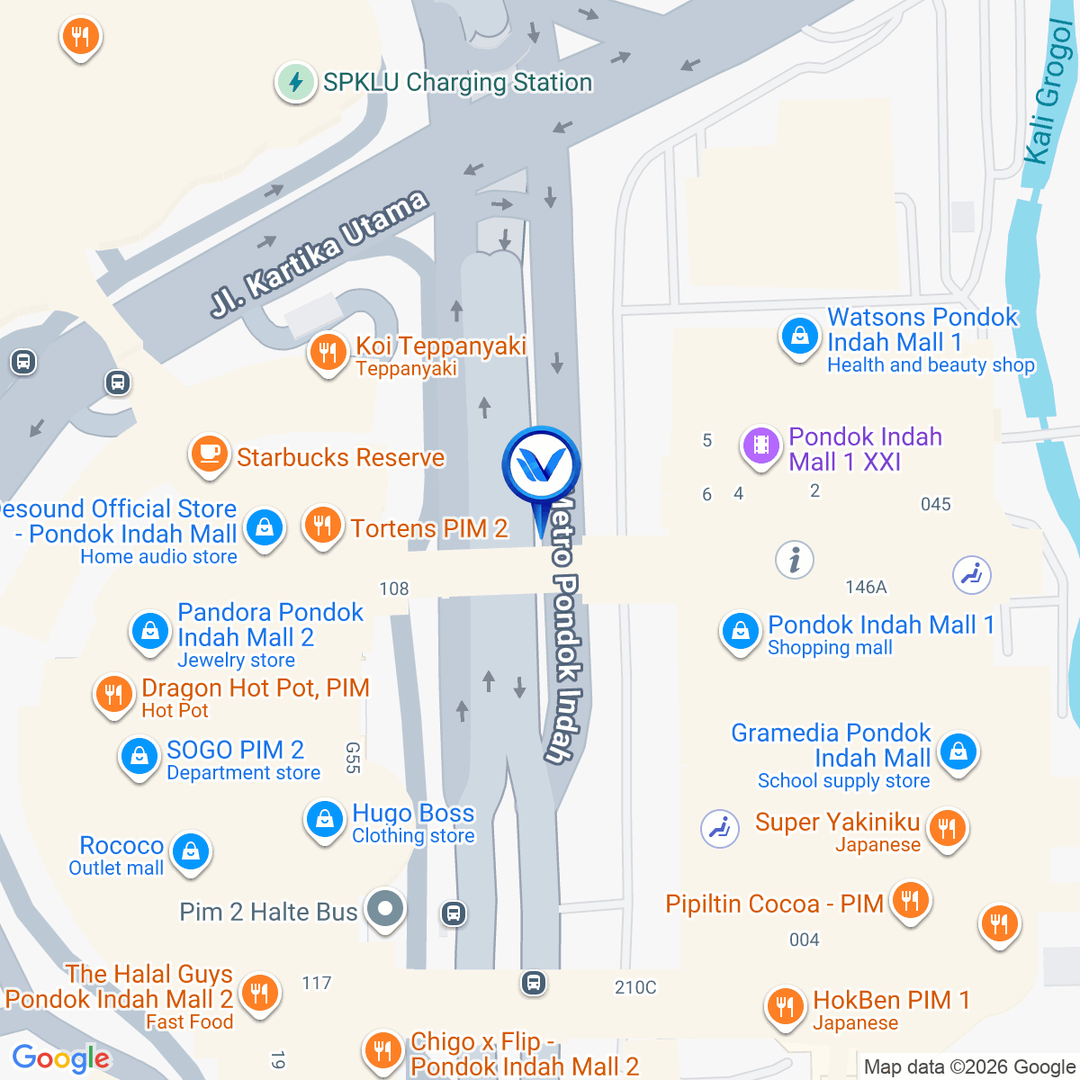 Peta Lokasi Jl. Sultan Iskandar Muda (LED Skybride Pondok Indah Mall), Jakarta Selatan